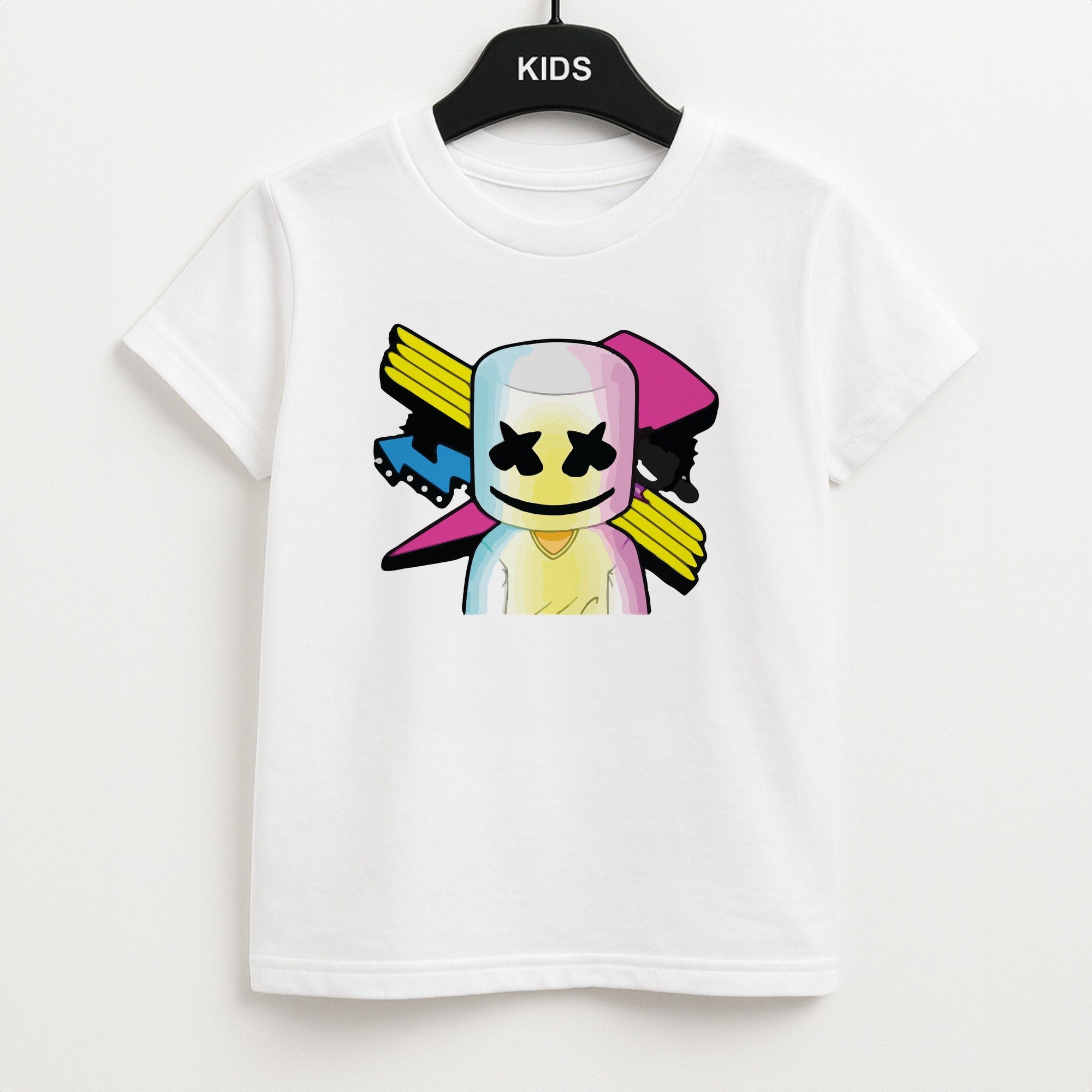 Neon Logo White Helmet DJ Kids T-Shirt