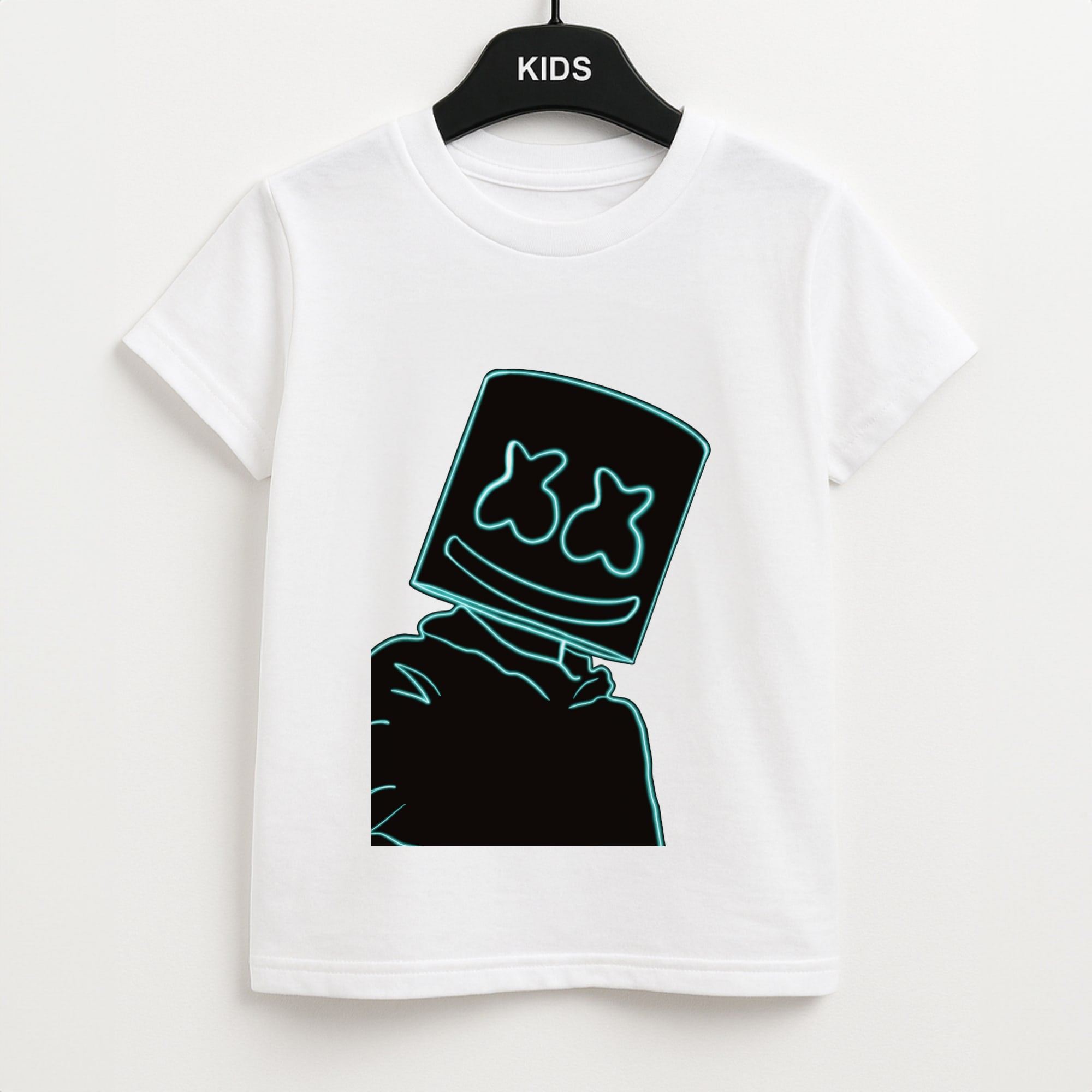 Black White Helmet DJ Neon Kids T-Shirt