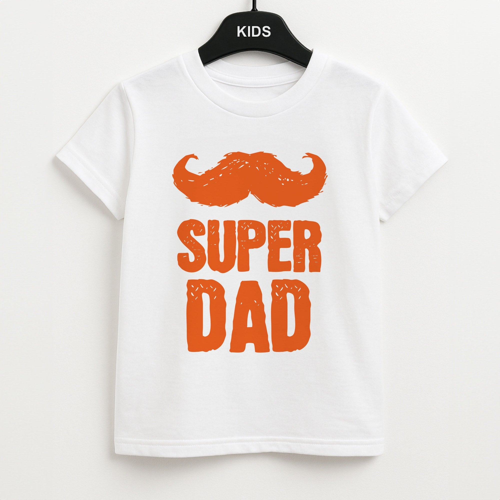 Moustache Super Dad Orange Unisex Kids T-Shirt