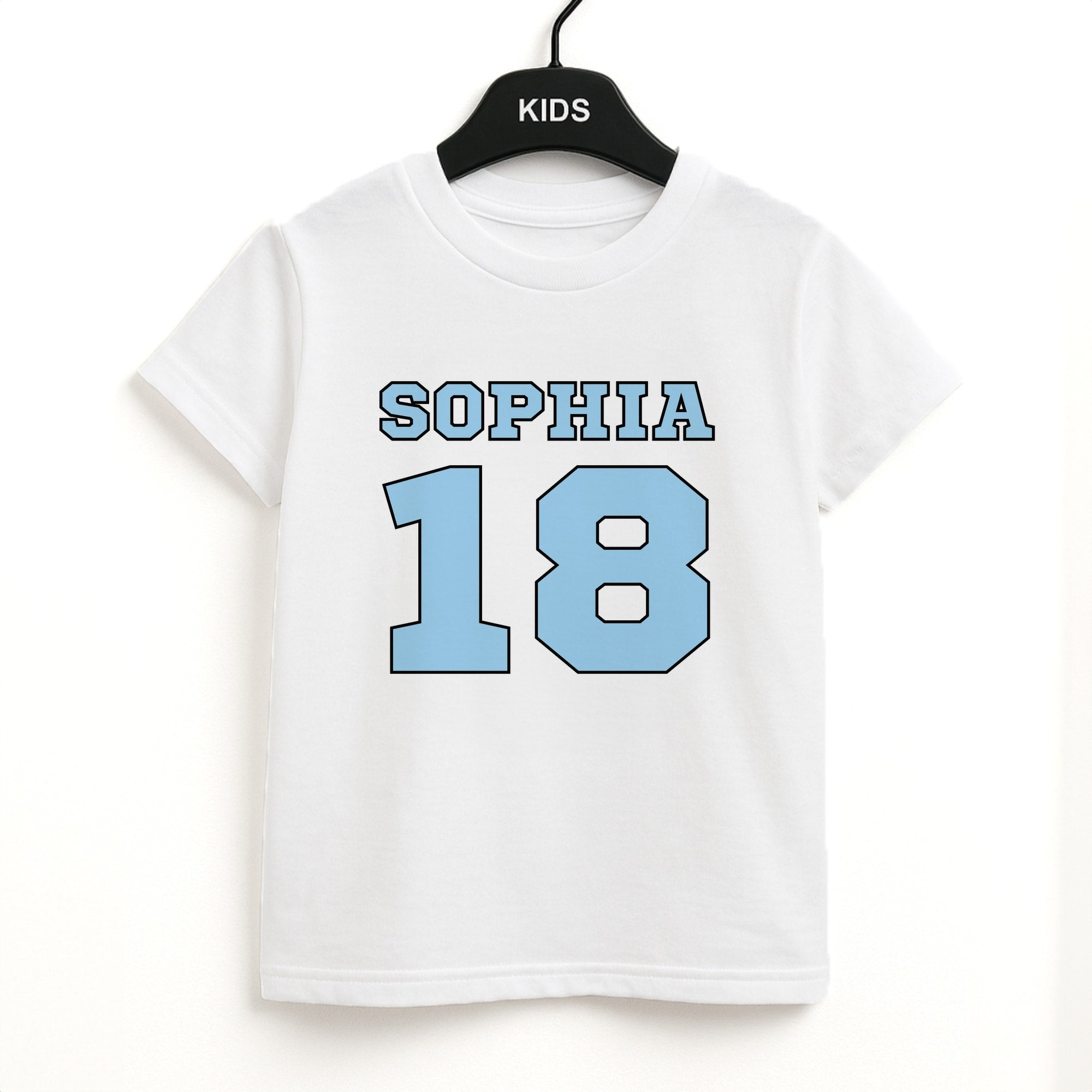 Light Blue - Personalised Football Unisex Kids T-Shirt
