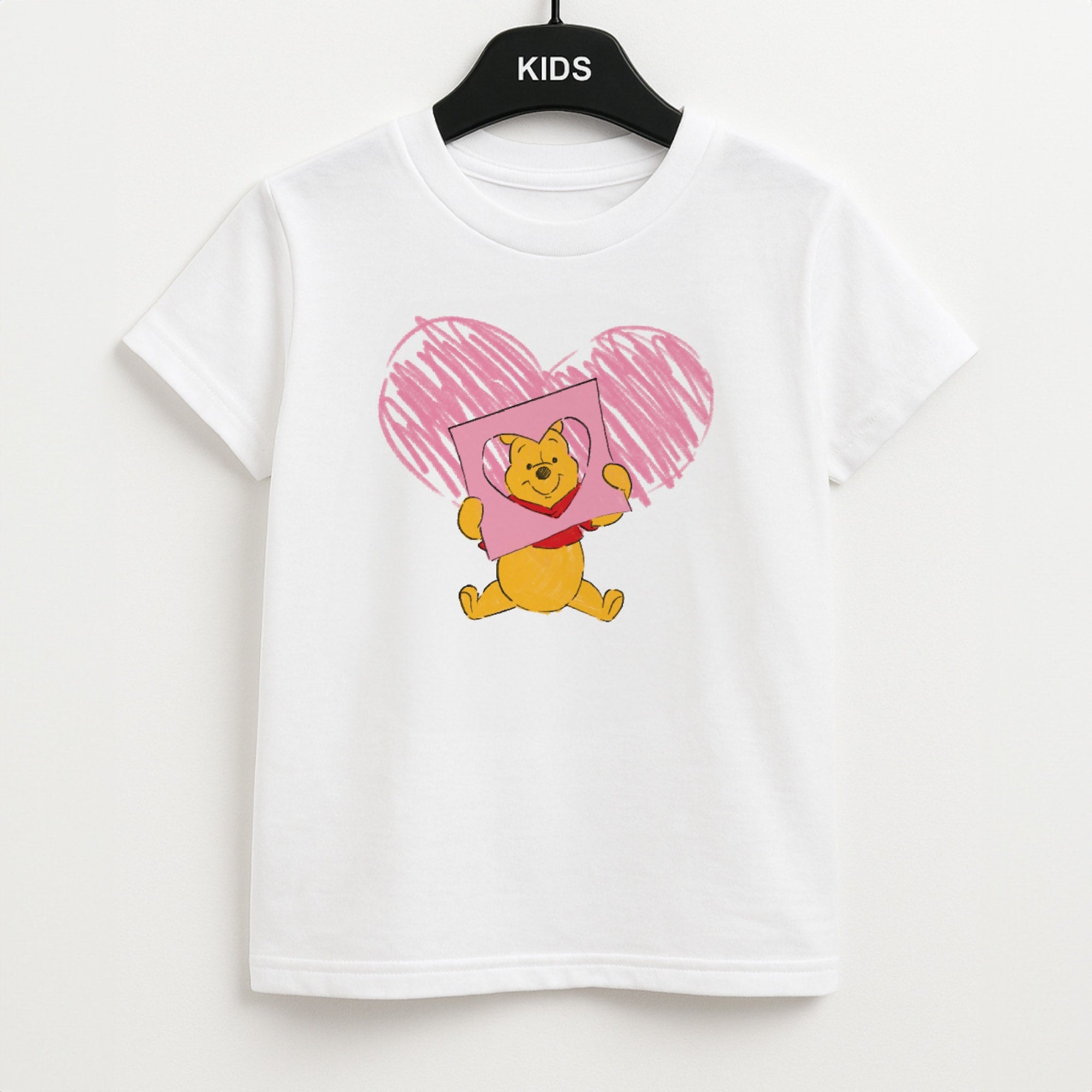 Pooh Heart Drawing Valentine's Kids T-Shirt