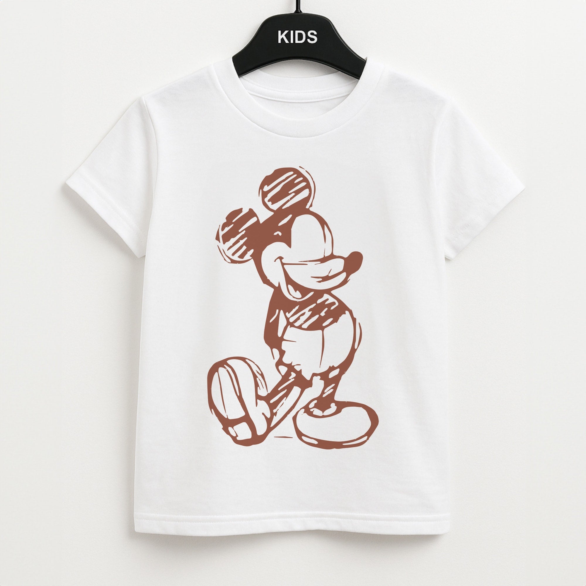 Sketched Mouse Outline Beige Unisex Kids T-Shirt