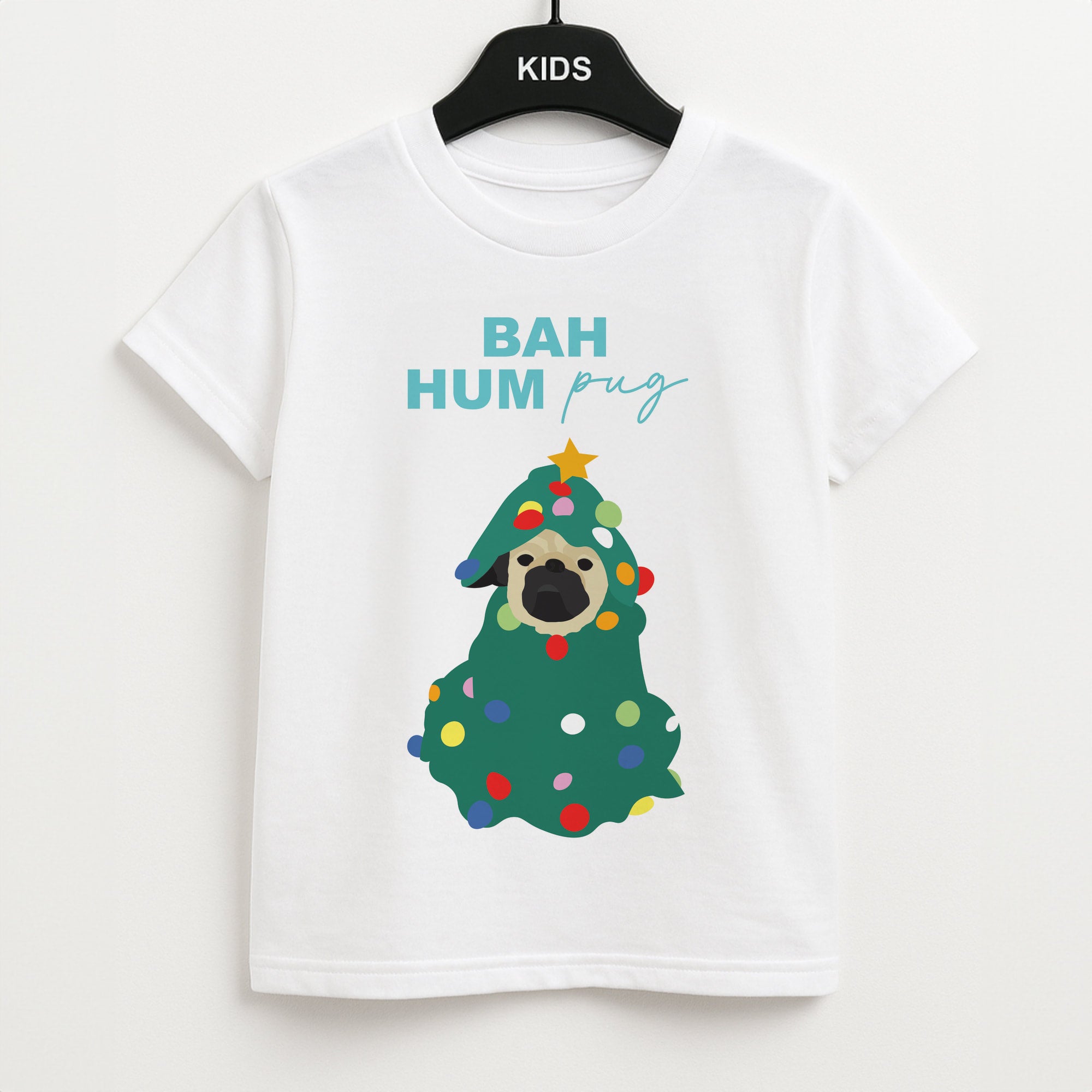Bah Hum Pug Unisex Kids T-Shirt