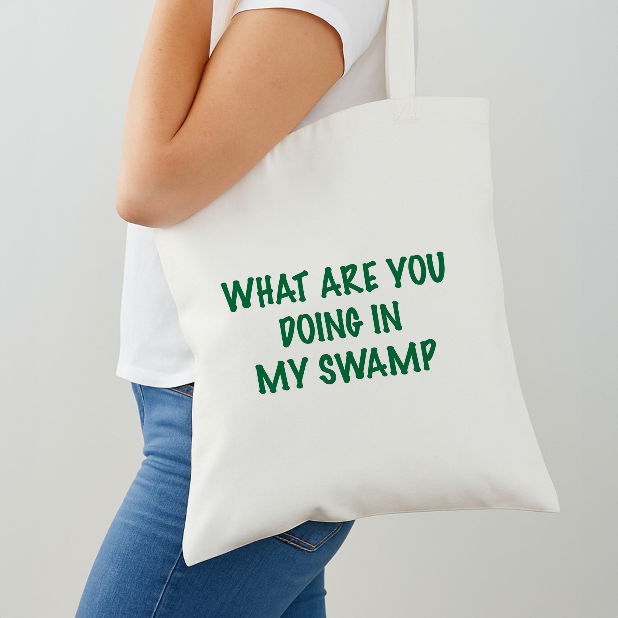 What Are You Doing In My Swamp - Green Ogre Tote Bag
