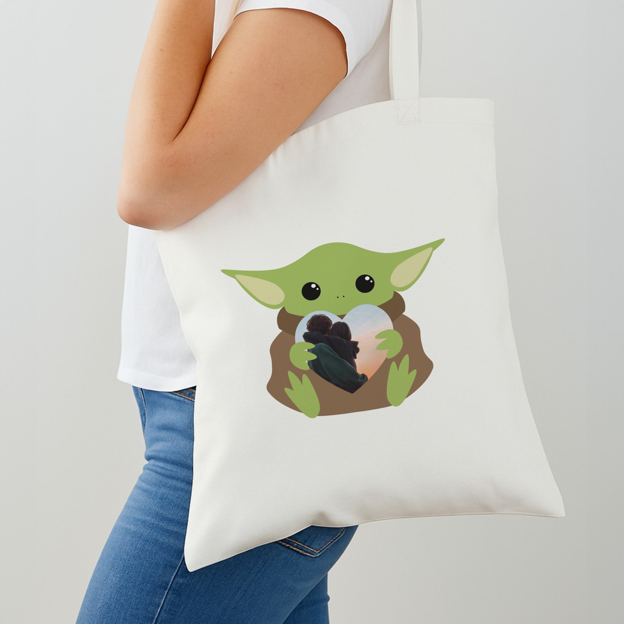 Baby Yoda - Personalised Couples Tote Bag