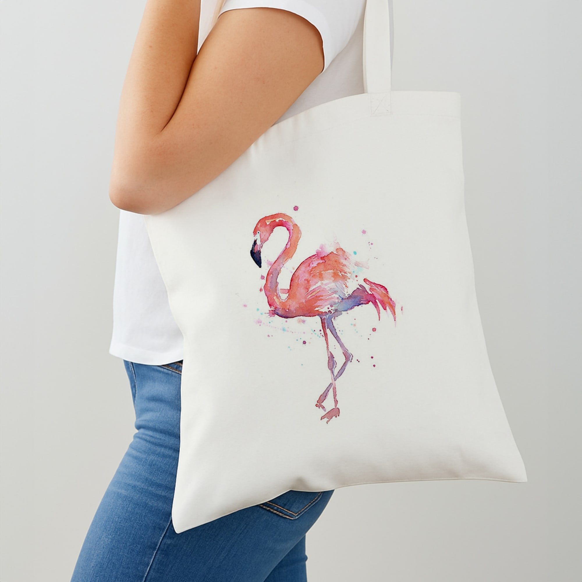 Watercolour Flamingo Painting Shoulder Bag