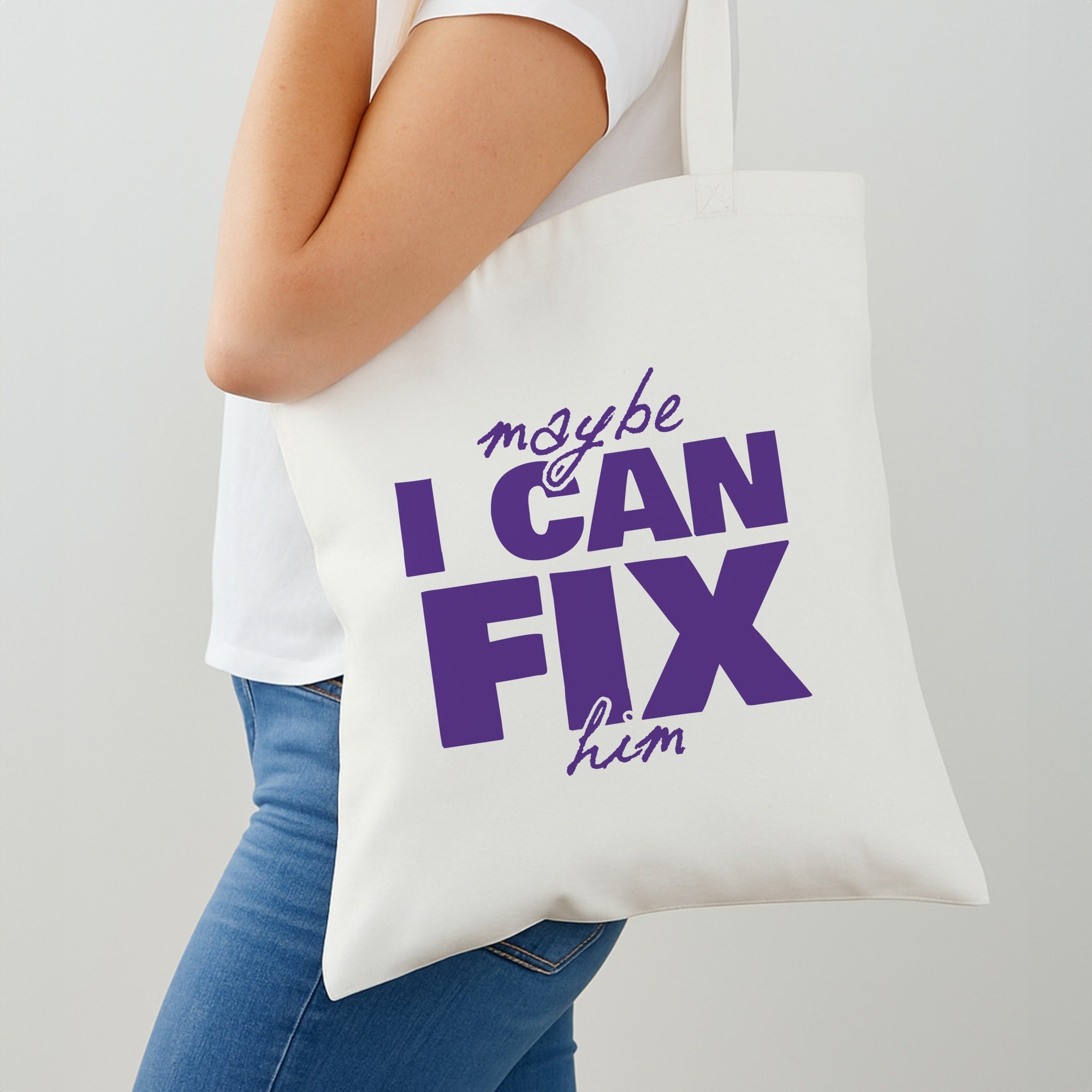Maybe I Can Fix Him Purple Shoulder Bag