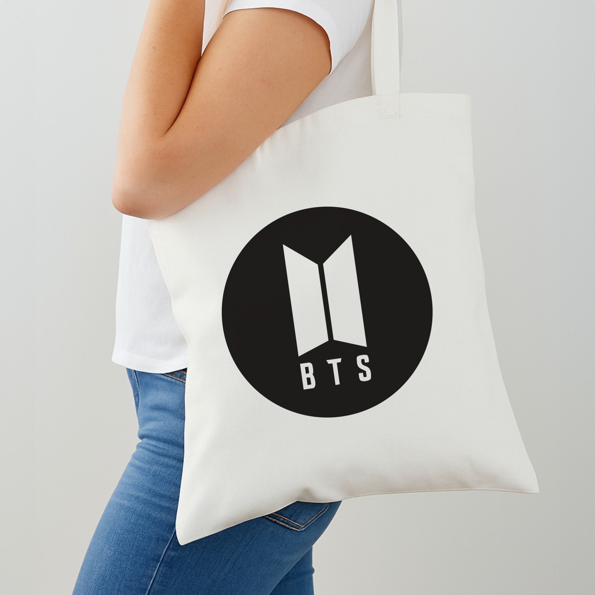 BTS logo Black - K Pop Tote Bag