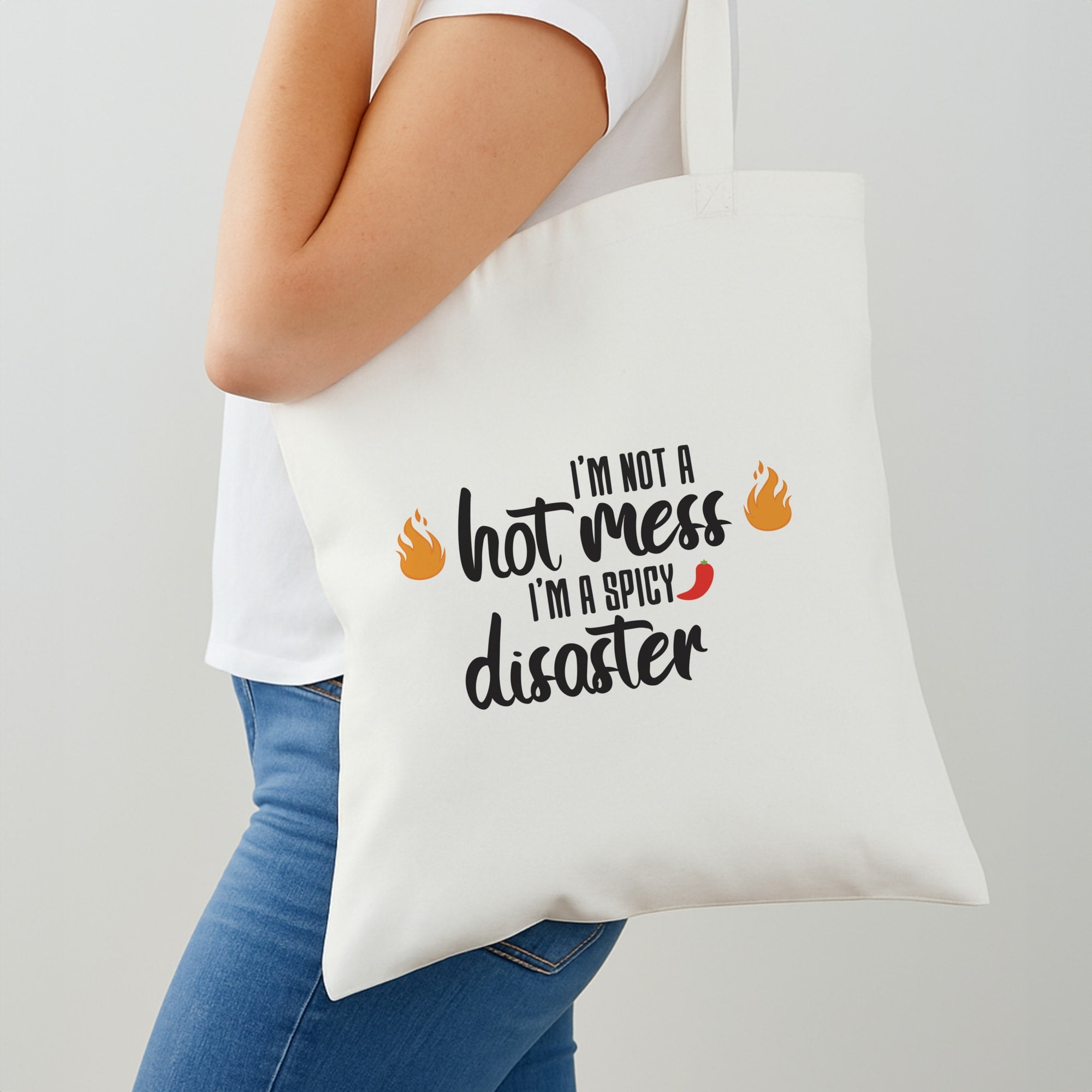 I'm A Spicy Disaster - Funny Quotes Tote Bag