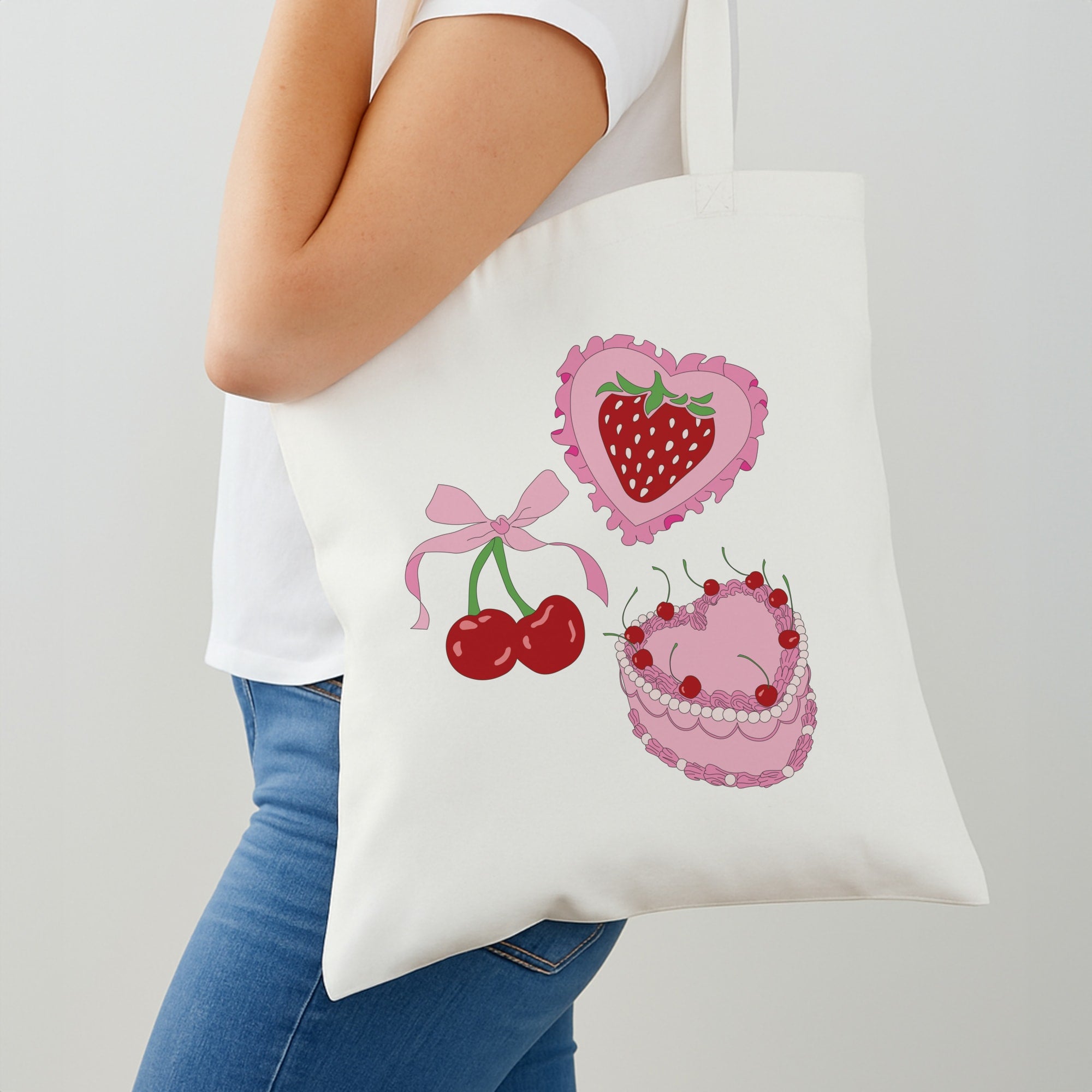 Cherries, Strawberries And Cake - Valentine's Day Tote Bag