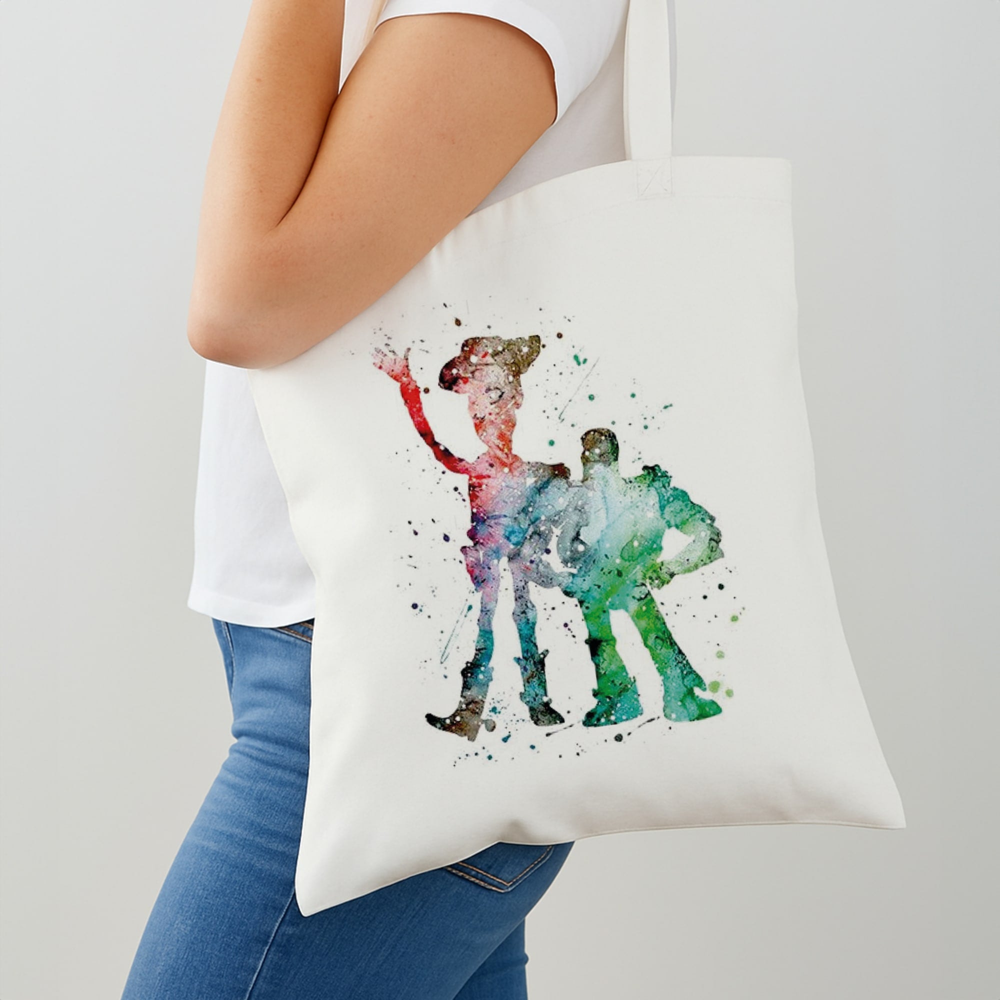 Watercolour Woody & Buzz A Story of Toys Fairytale Tote Bag