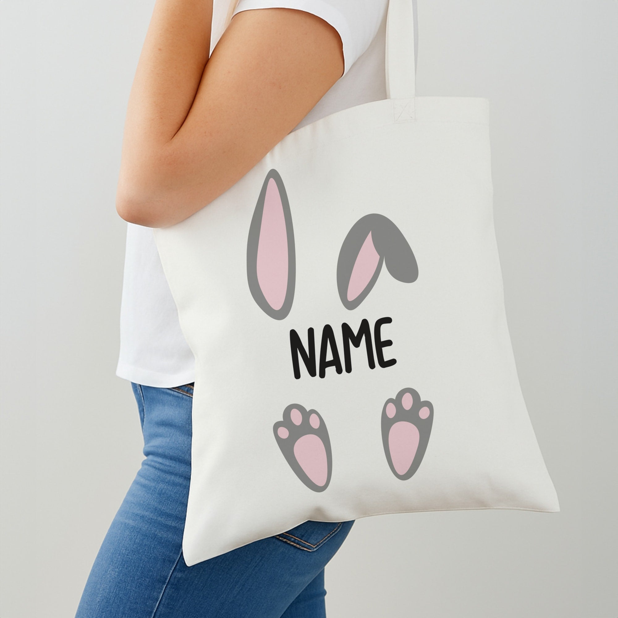 Grey Bunny Personalised Shoulder Bag