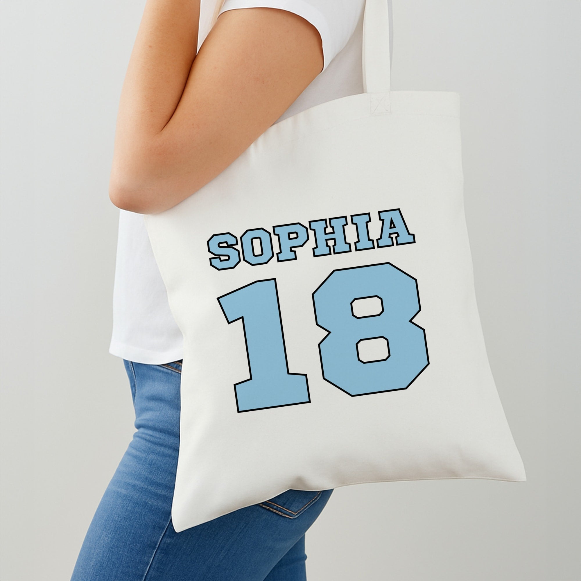 Light Blue - Personalised Football Shoulder Bag