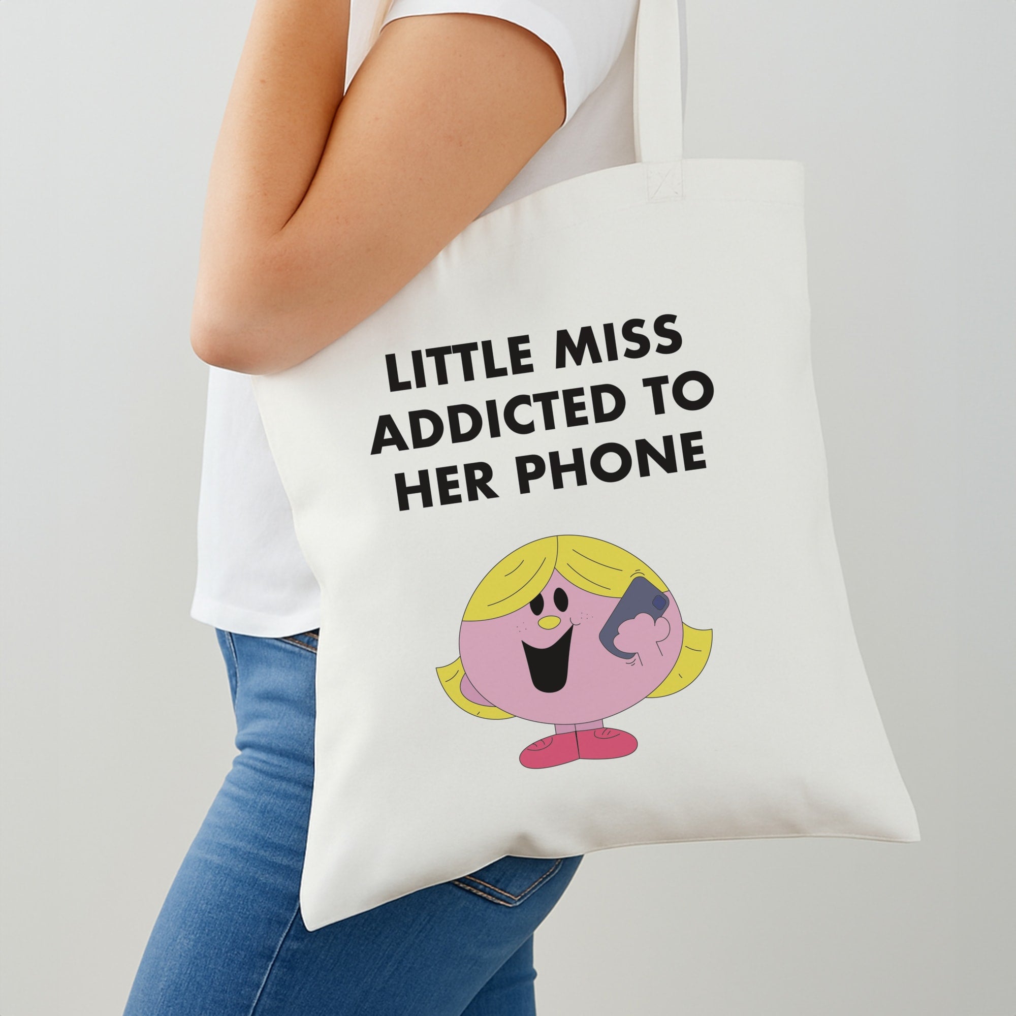 Little Miss Addicted To Her Phone - Aesthetic Quote Shoulder Bag