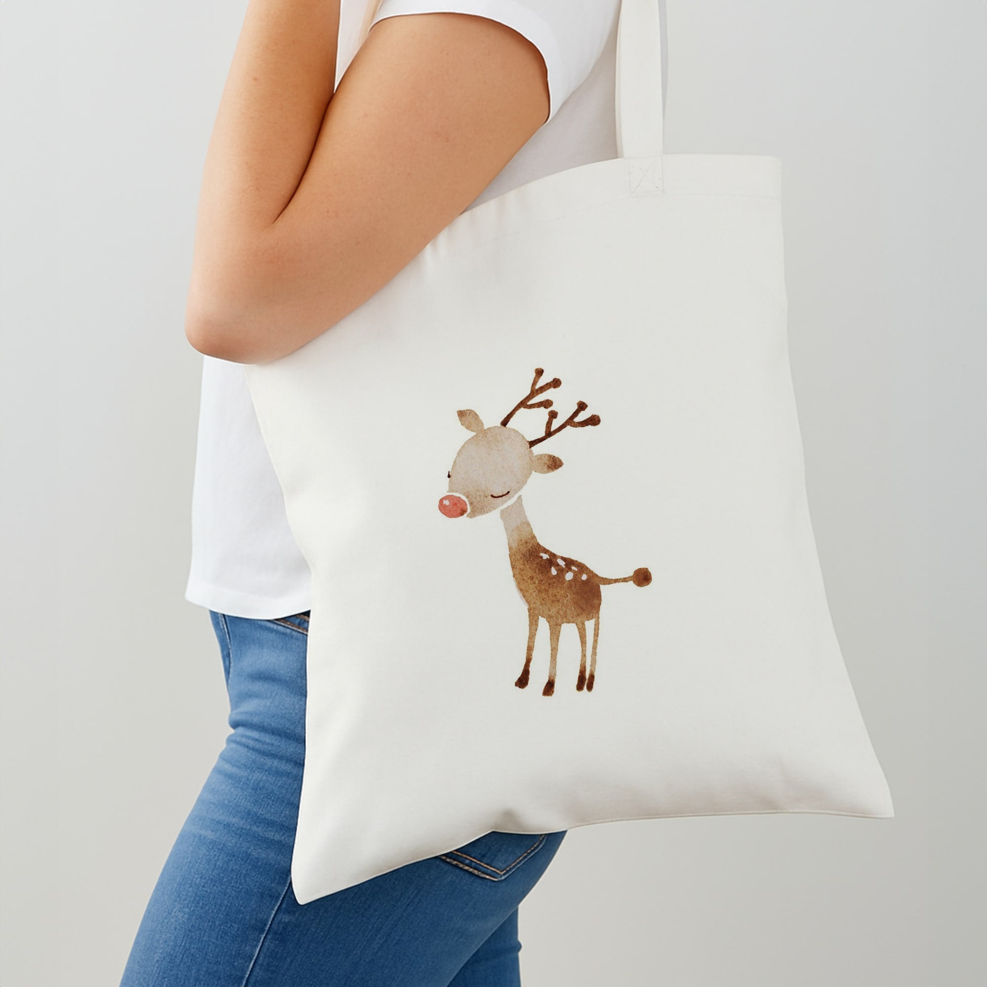 Watercolour Rudolph The Reindeer Shoulder Bag