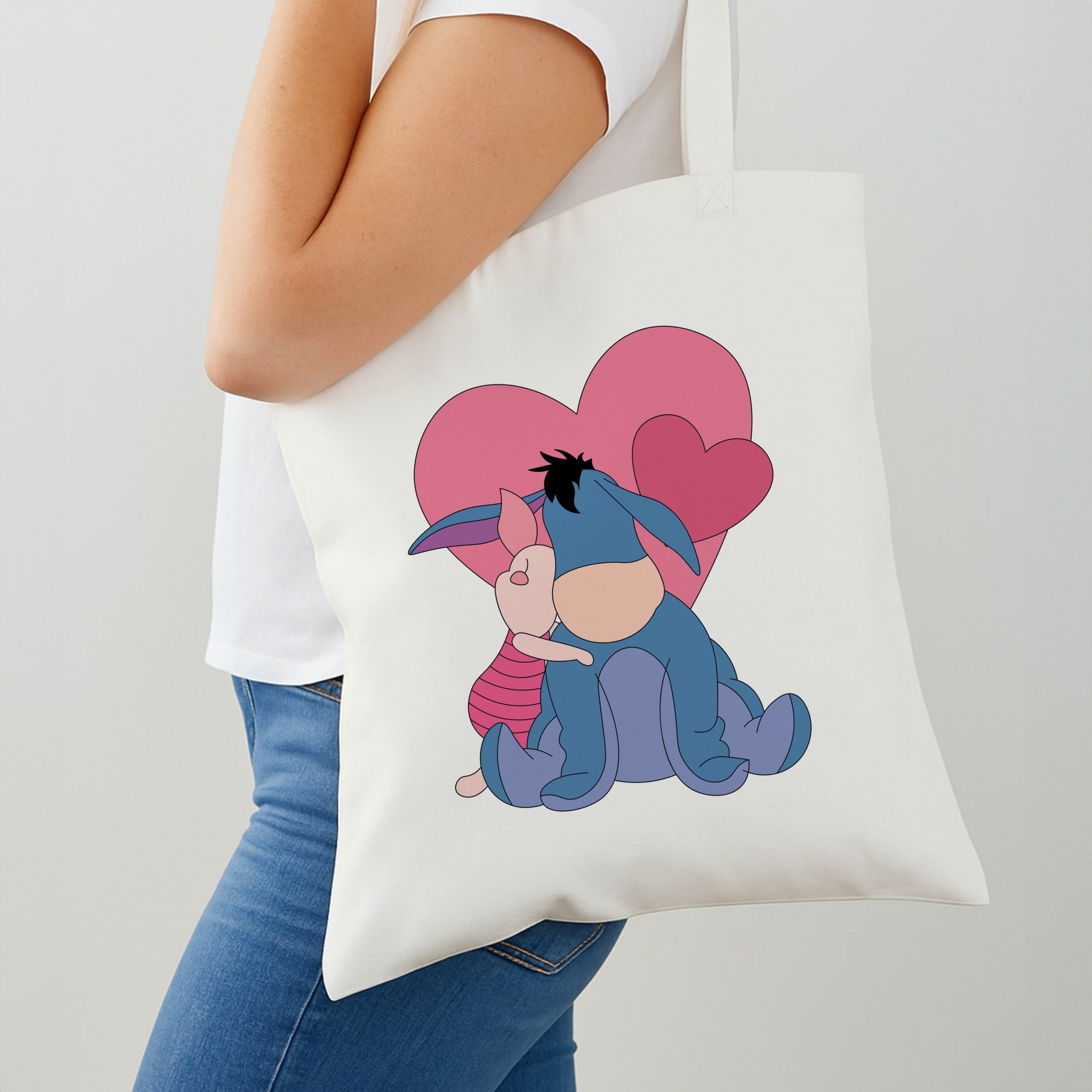Donkey and Pig Valentine's Tote Bag