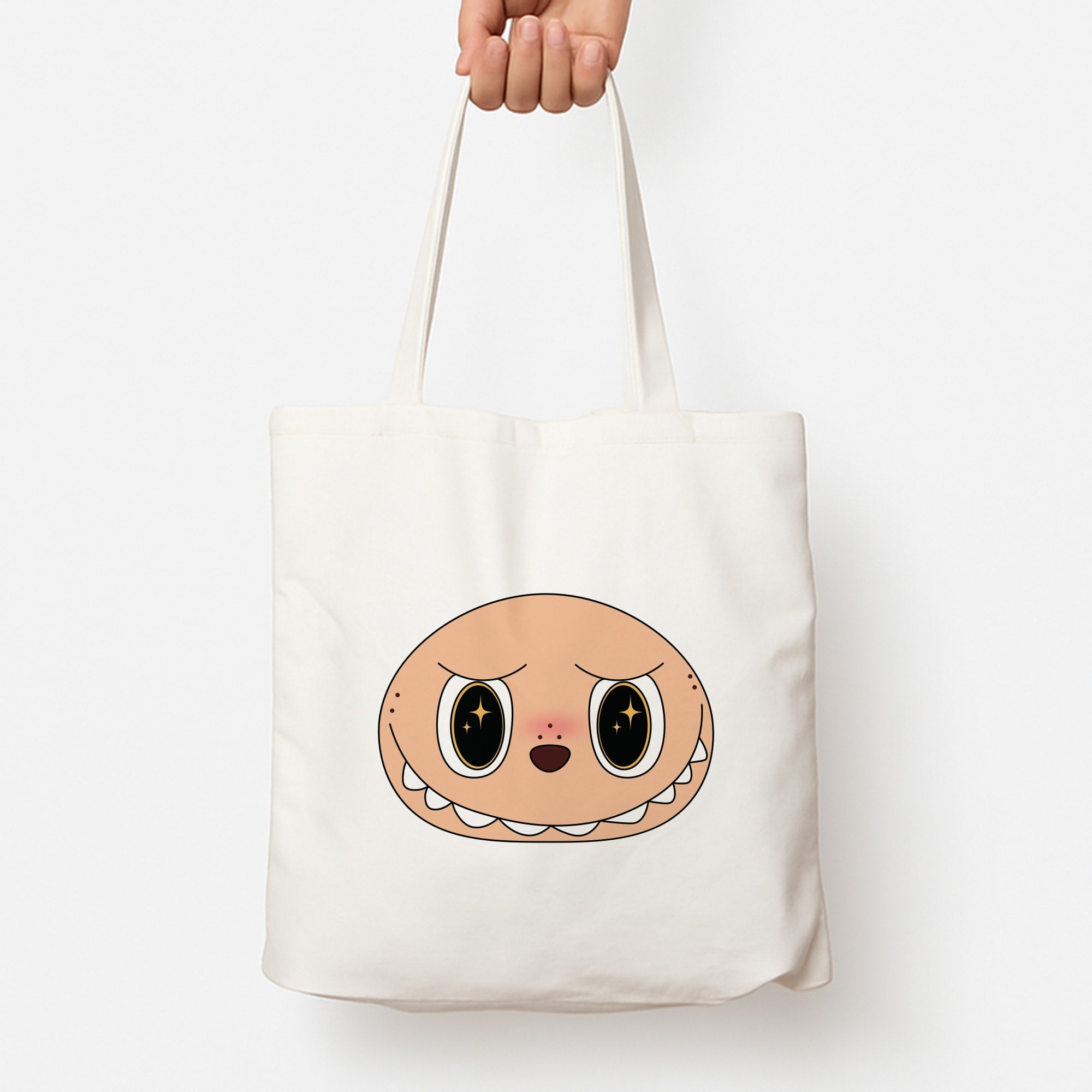 Cute Brown Monster Face Tote Bag