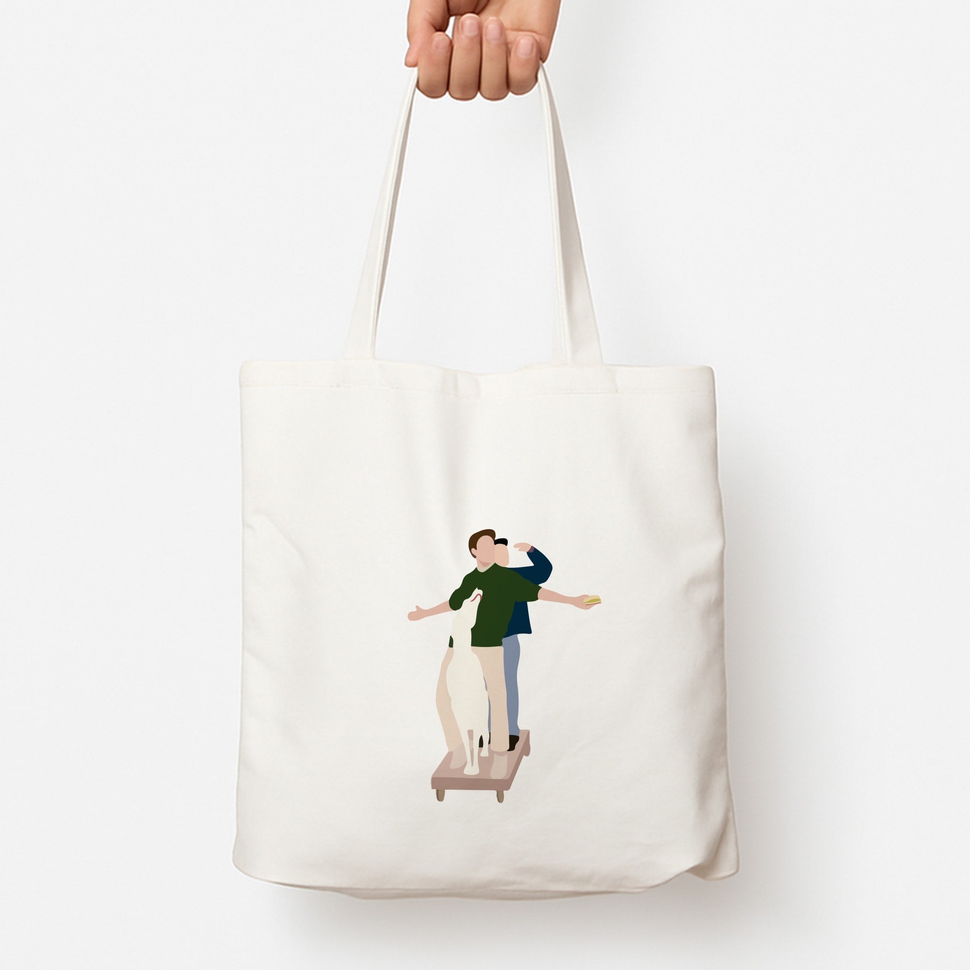 Two Men And A Dog Tote Bag
