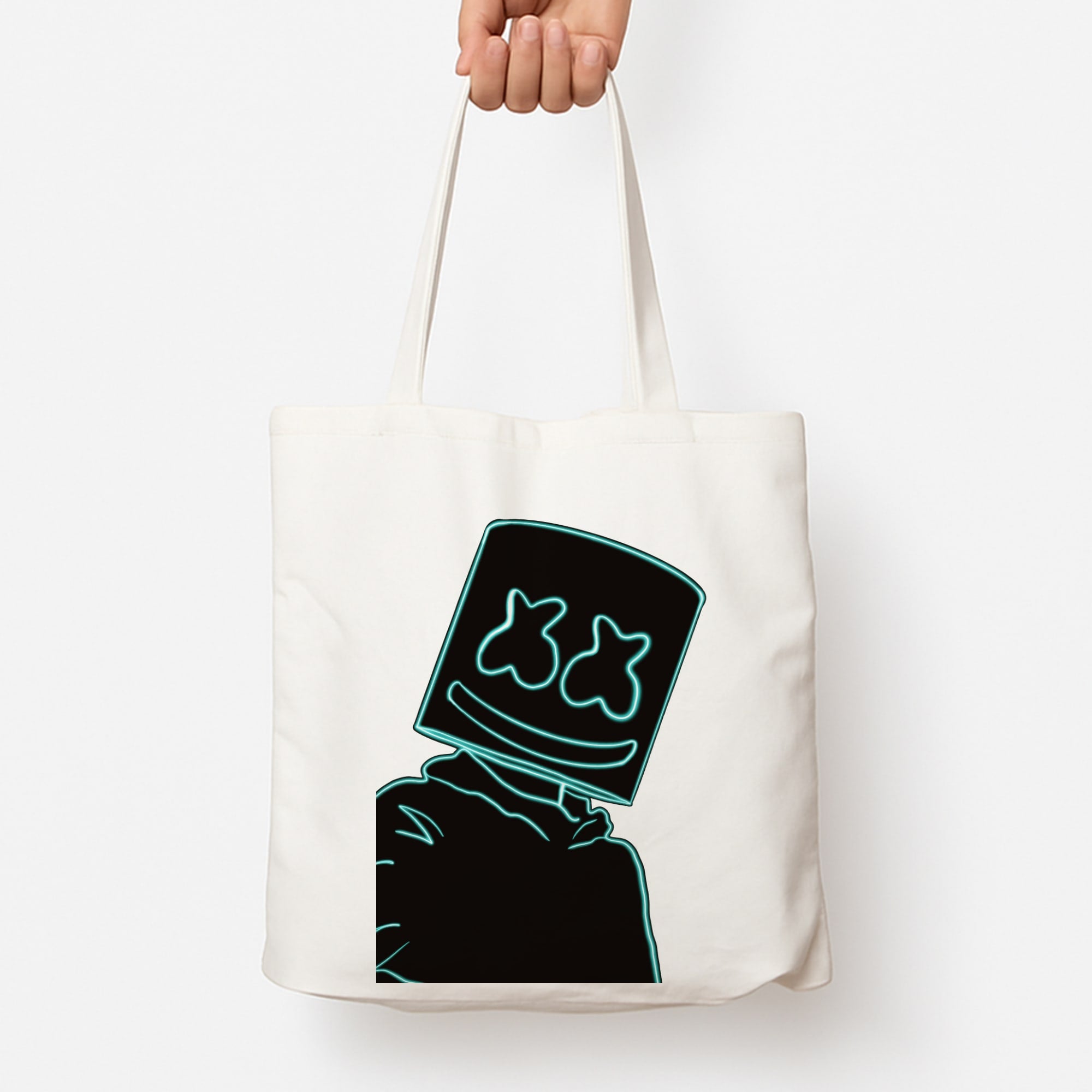Black White Helmet DJ Neon Tote Bag