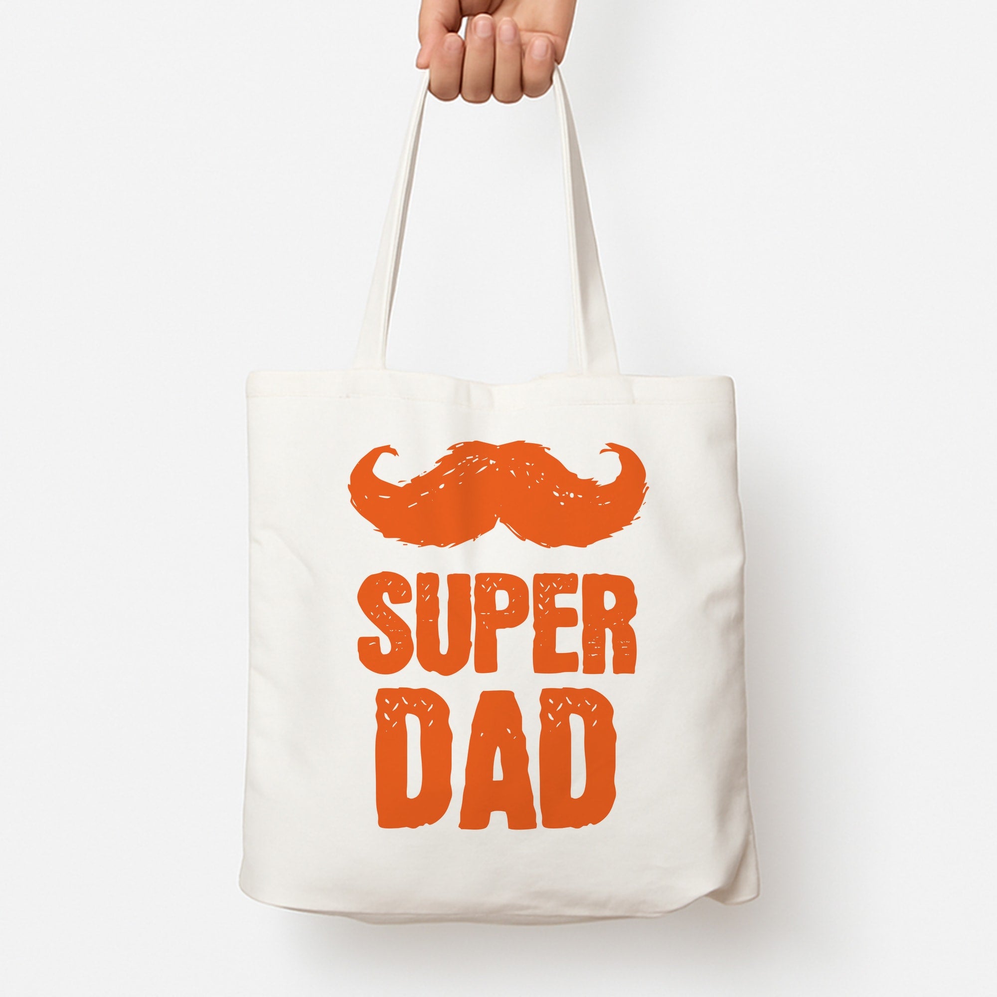 Moustache Super Dad Orange Tote Bag