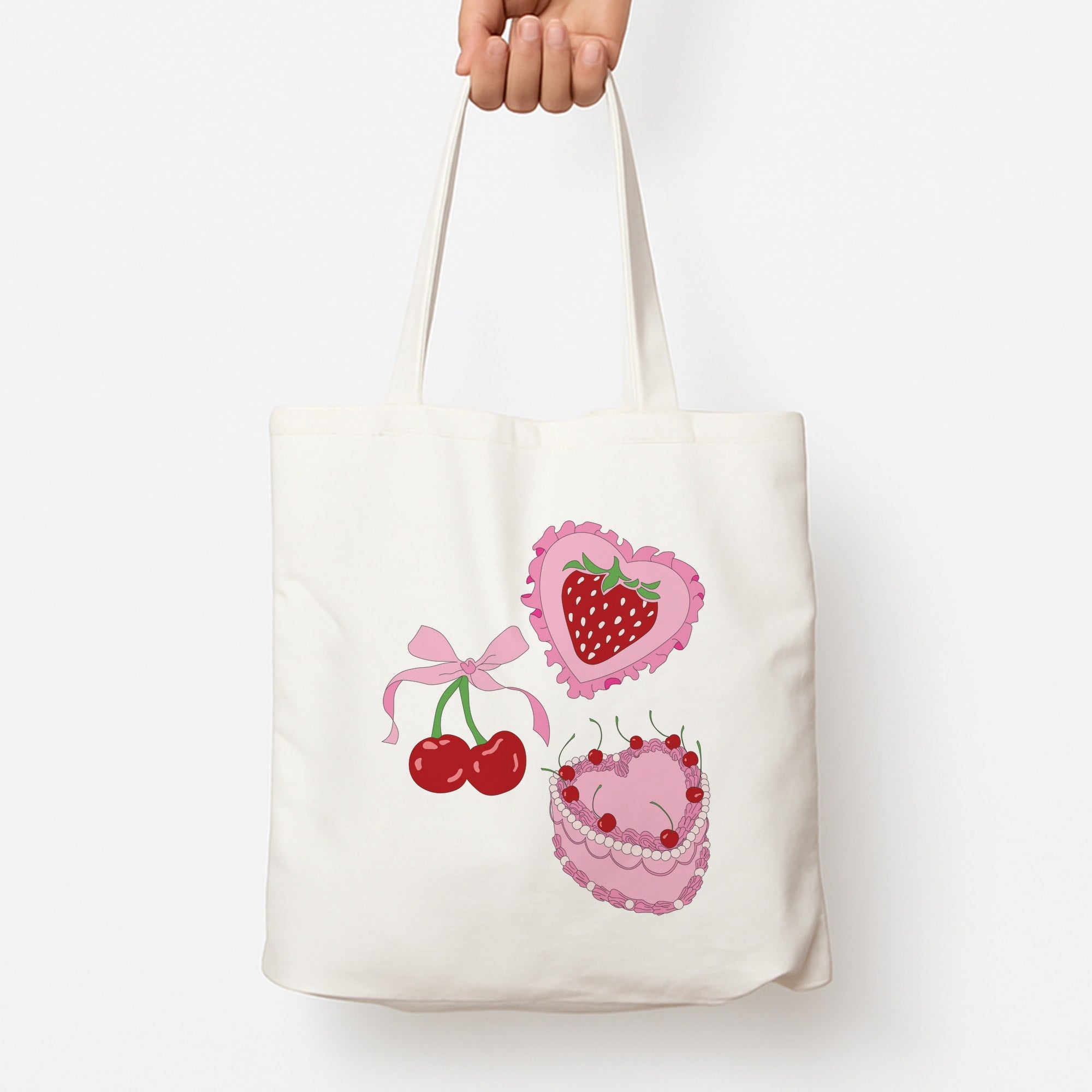 Cherries, Strawberries And Cake - Valentine's Day Tote Bag