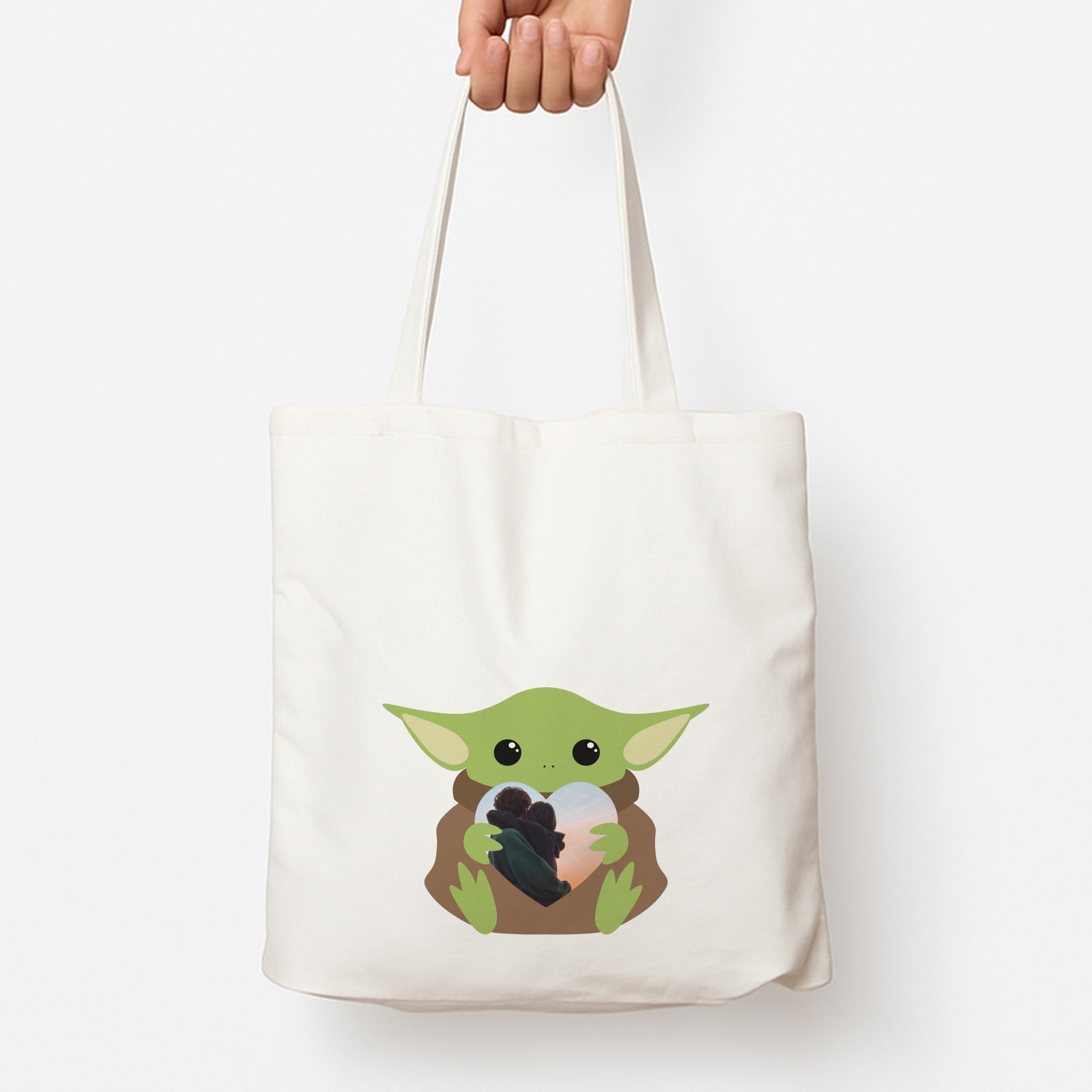 Baby Yoda - Personalised Couples Tote Bag