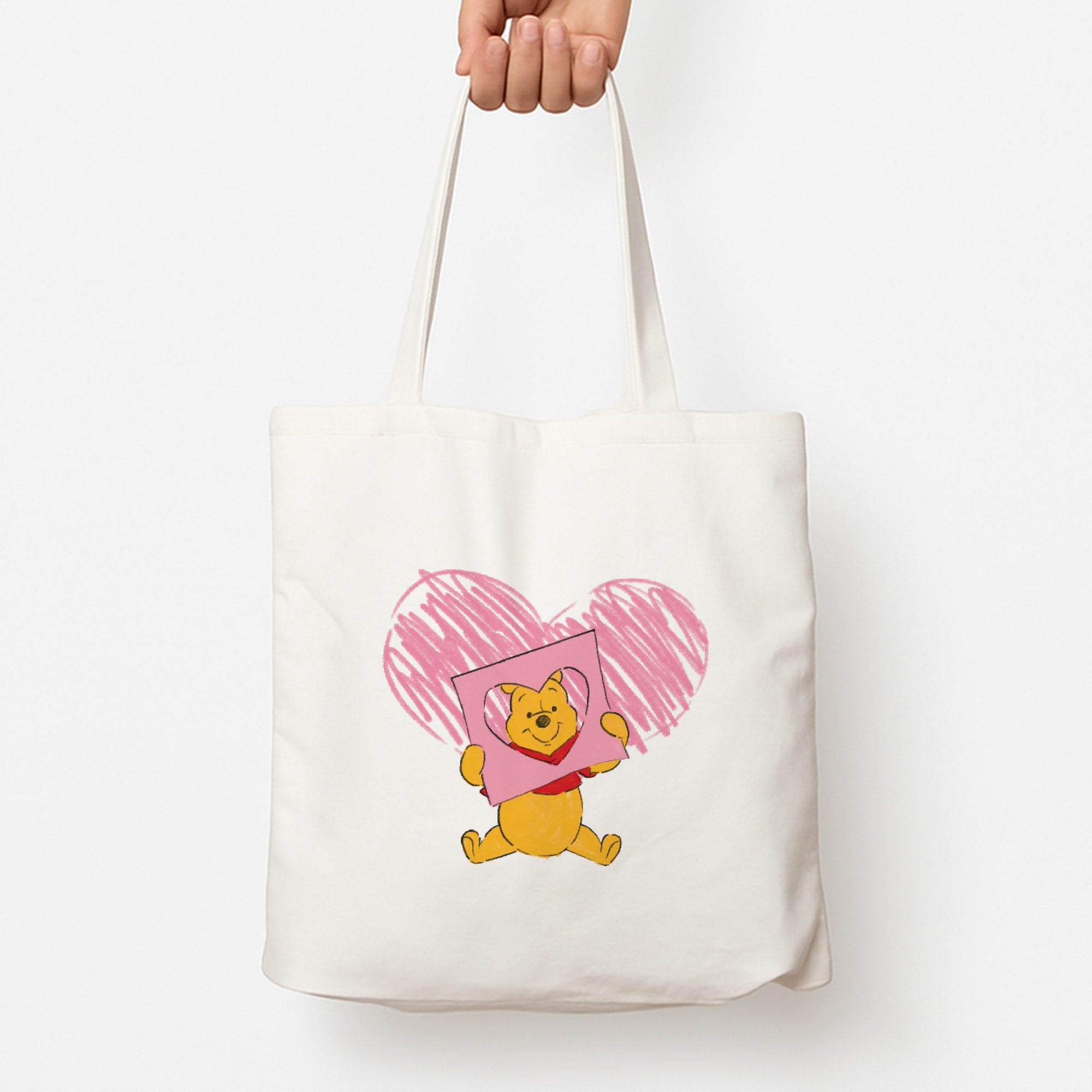 Pooh Heart Drawing Valentine's Tote Bag