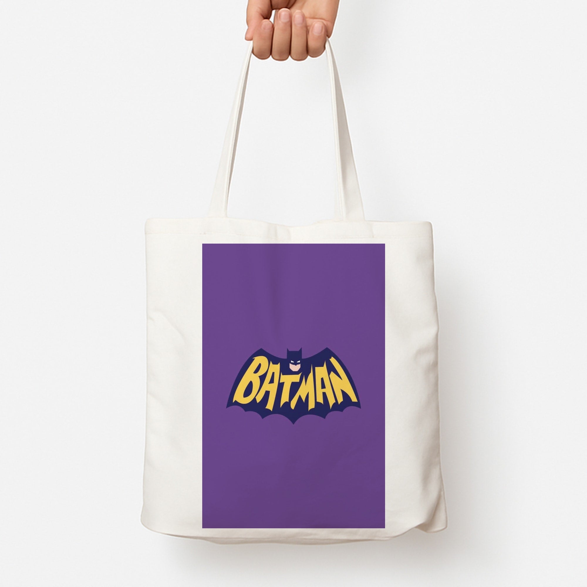 Bat Superhero Purple Logo Tote Bag