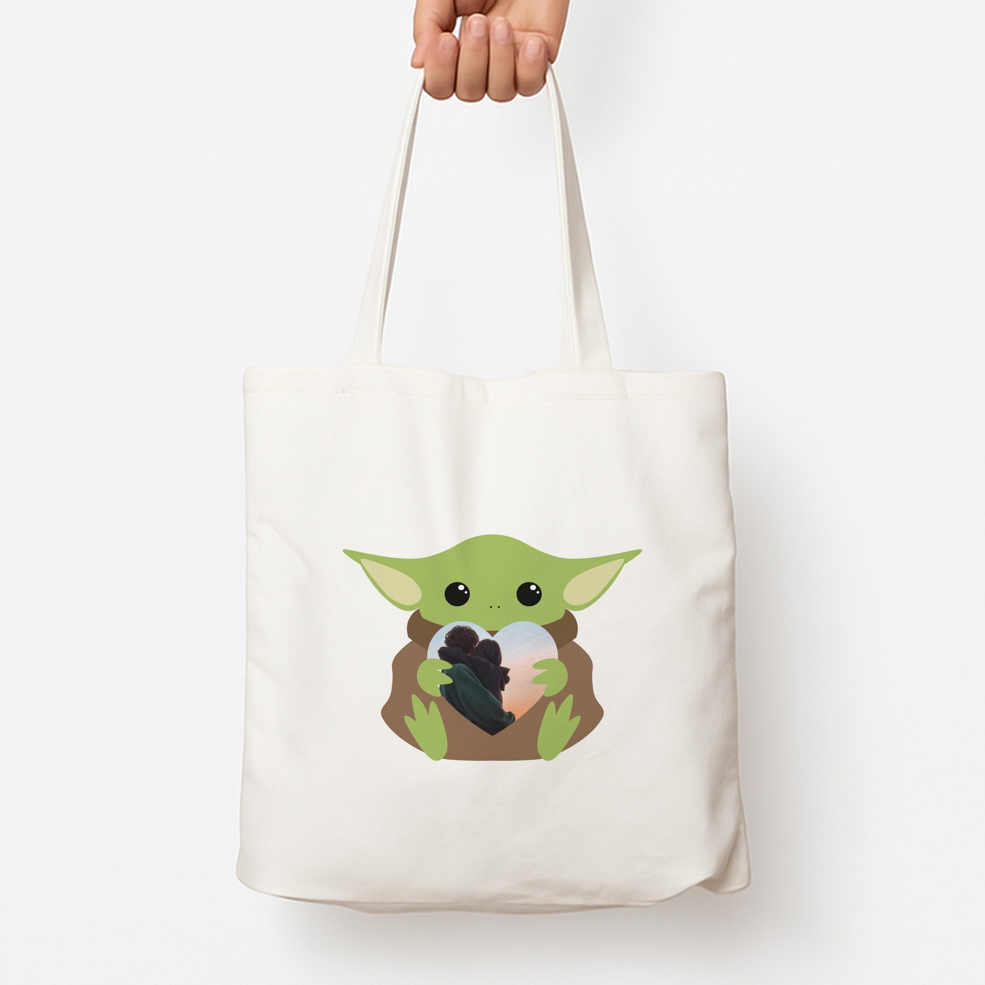 Baby Yoda - Personalised Couples Tote Bag