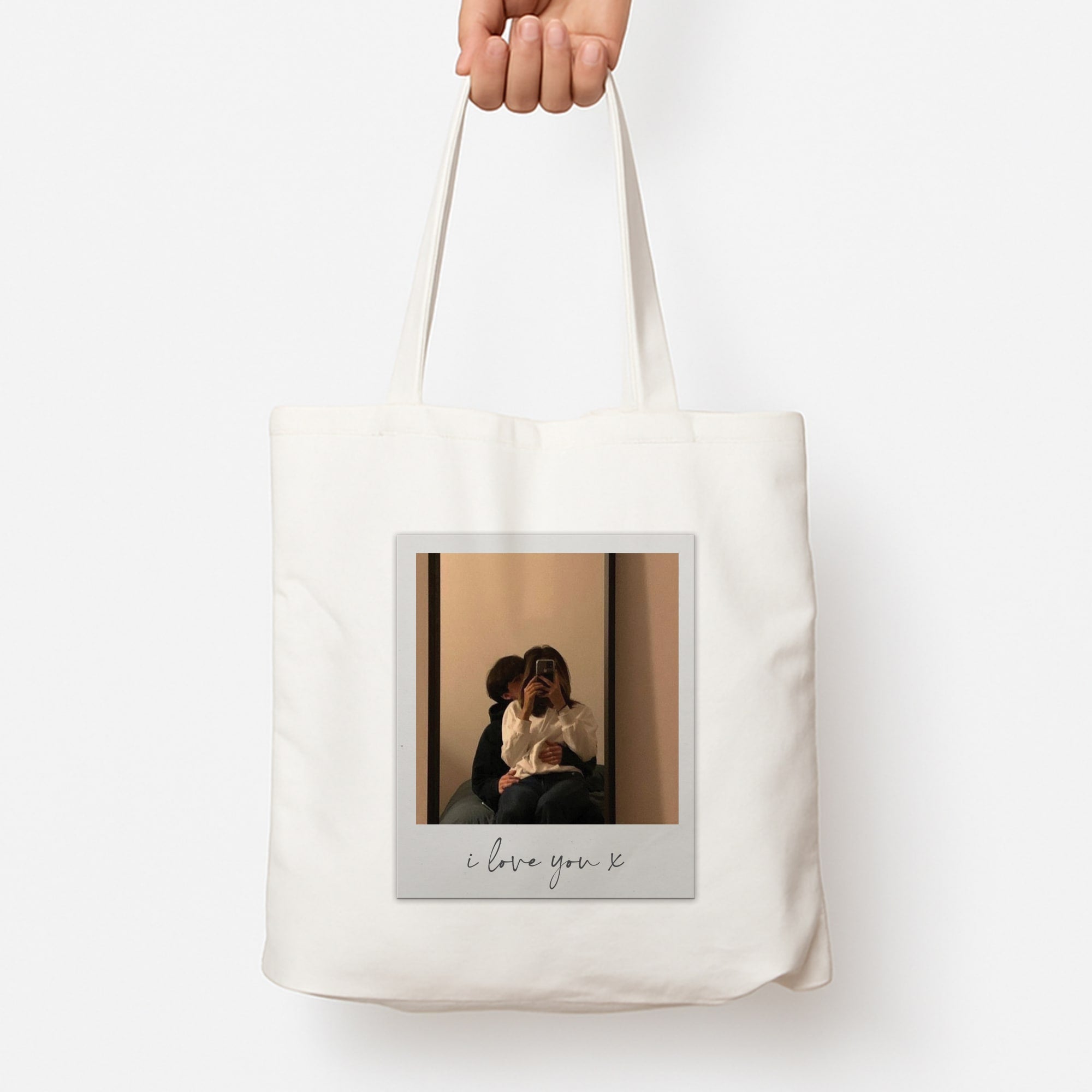 I Love You Polaroid - Personalised Couples Tote Bag