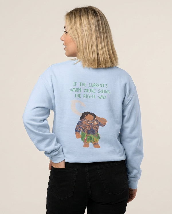 If The Current's Warm Sweatshirt — Blue Back, worn