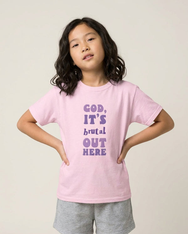 Brutal - Olivia Kids T-Shirt — Pink Front, worn