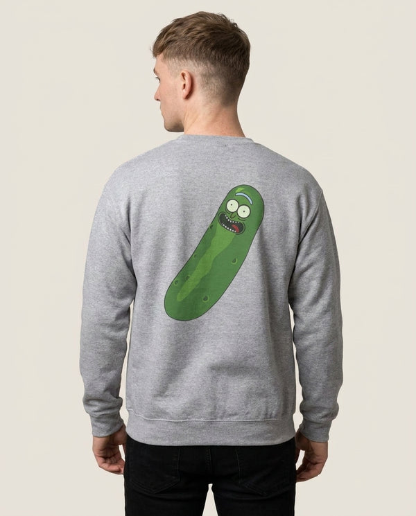 Pickle Rick - RAM Sweatshirt — Grey Back, worn