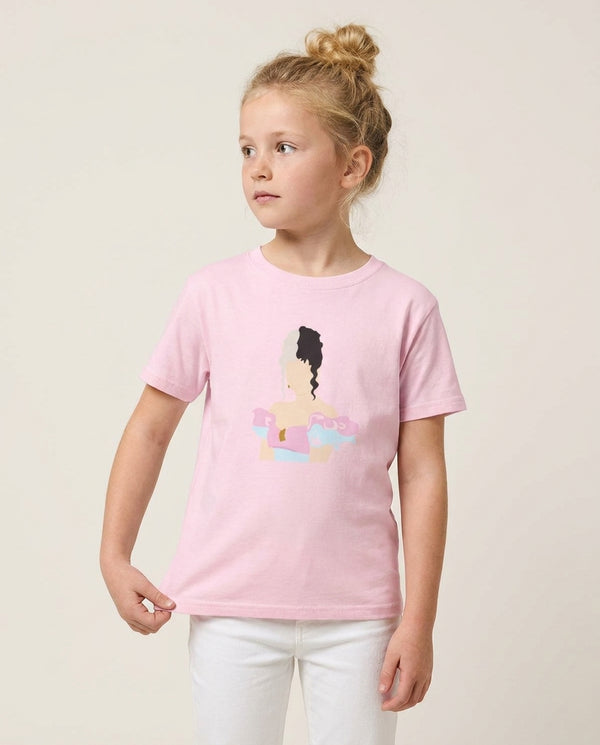 Blue And Pink Dress Kids T-Shirt — Pink Front, worn