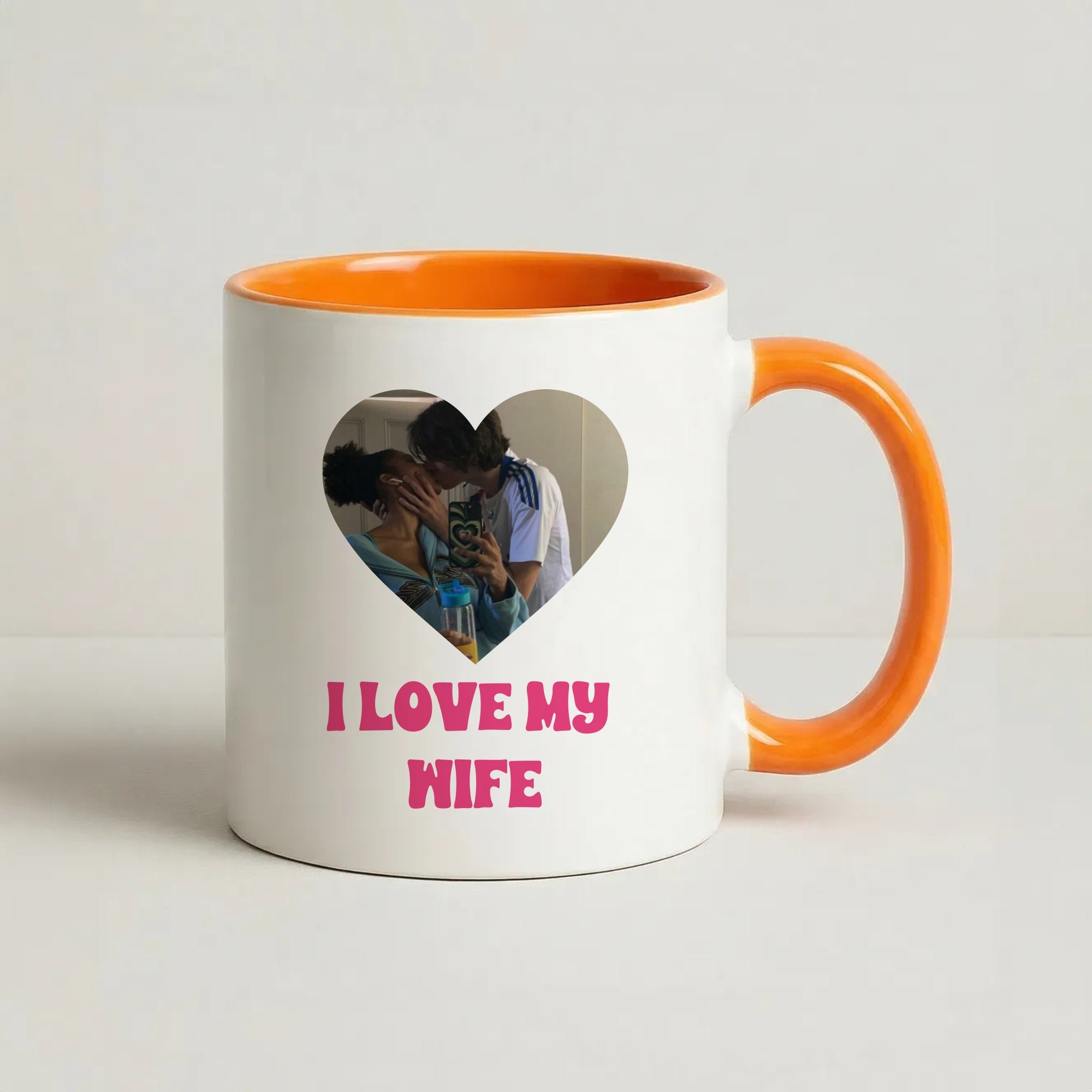 I Love My Wife - Personalised Couples Coffee Orange Mug