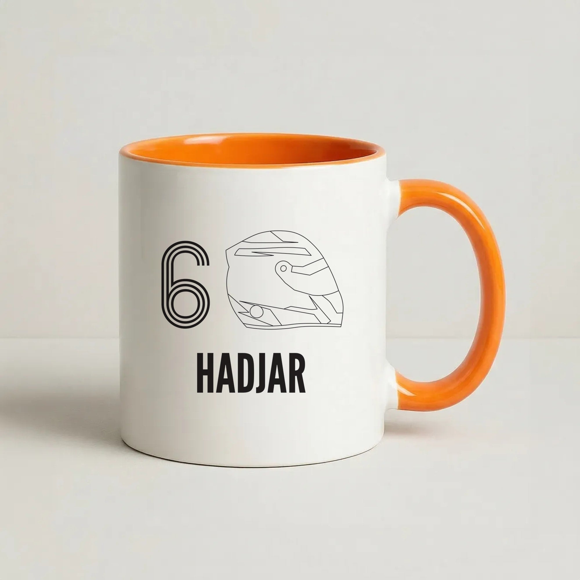 Hadjar Helmet 2026 Coffee Orange Mug