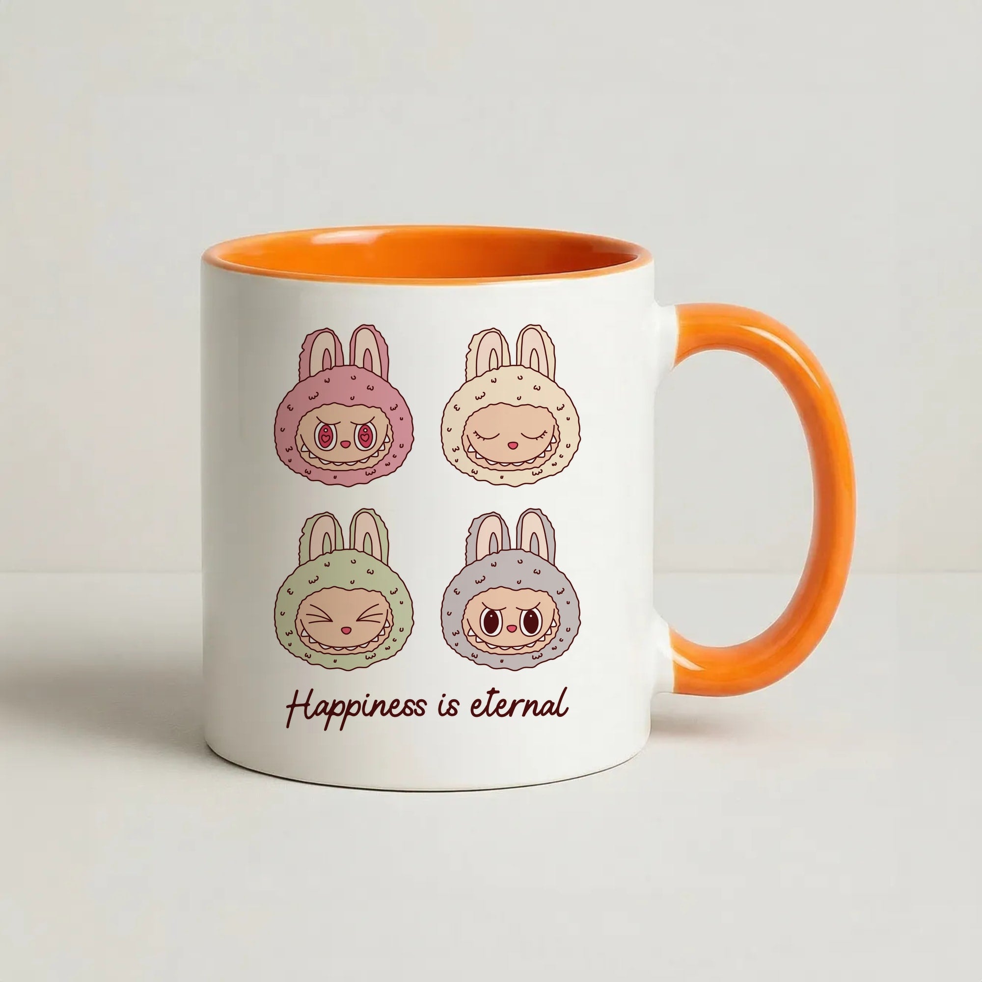Happiness Is Eternal Monsters Coffee Orange Mug
