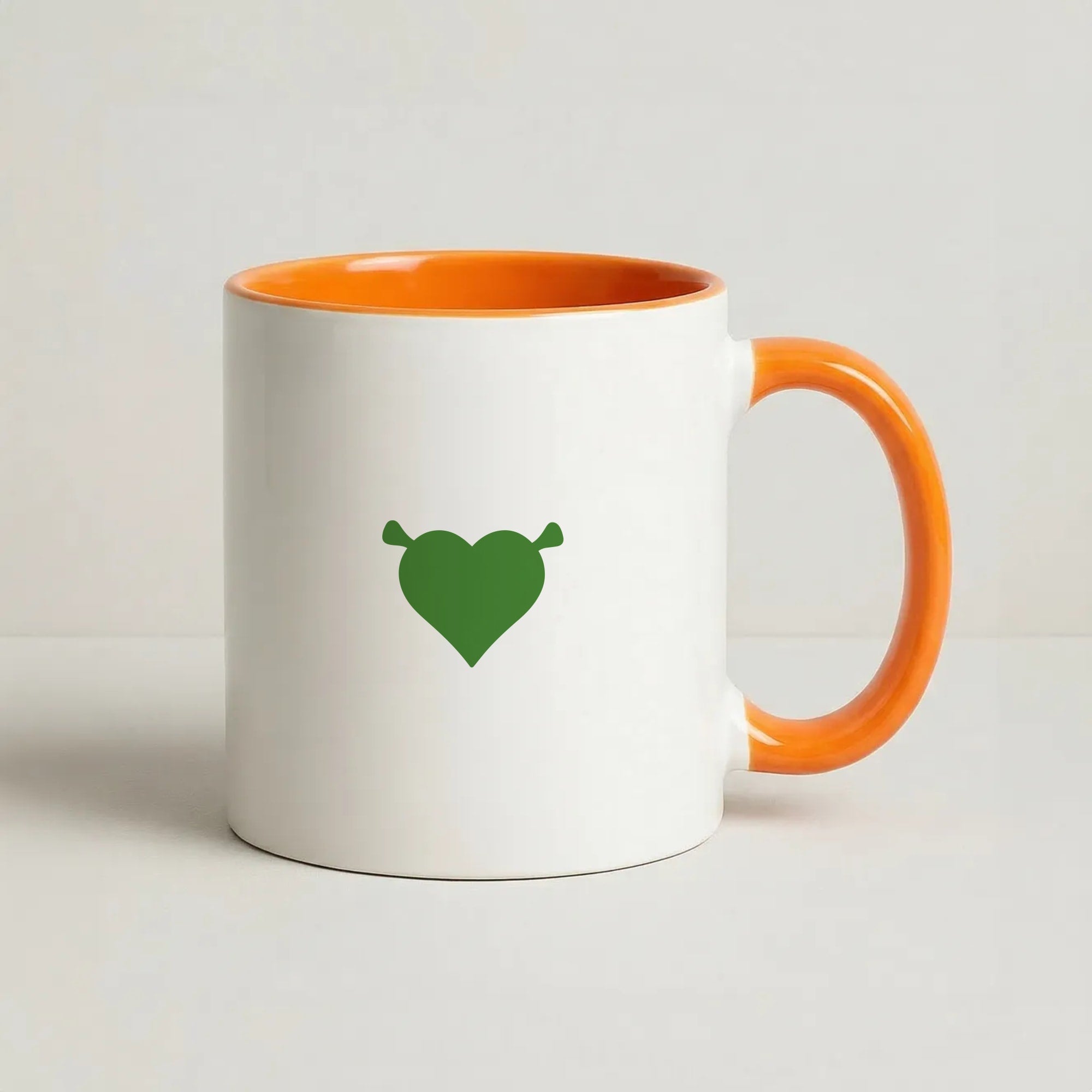 Green Ogre Heart Coffee Orange Mug