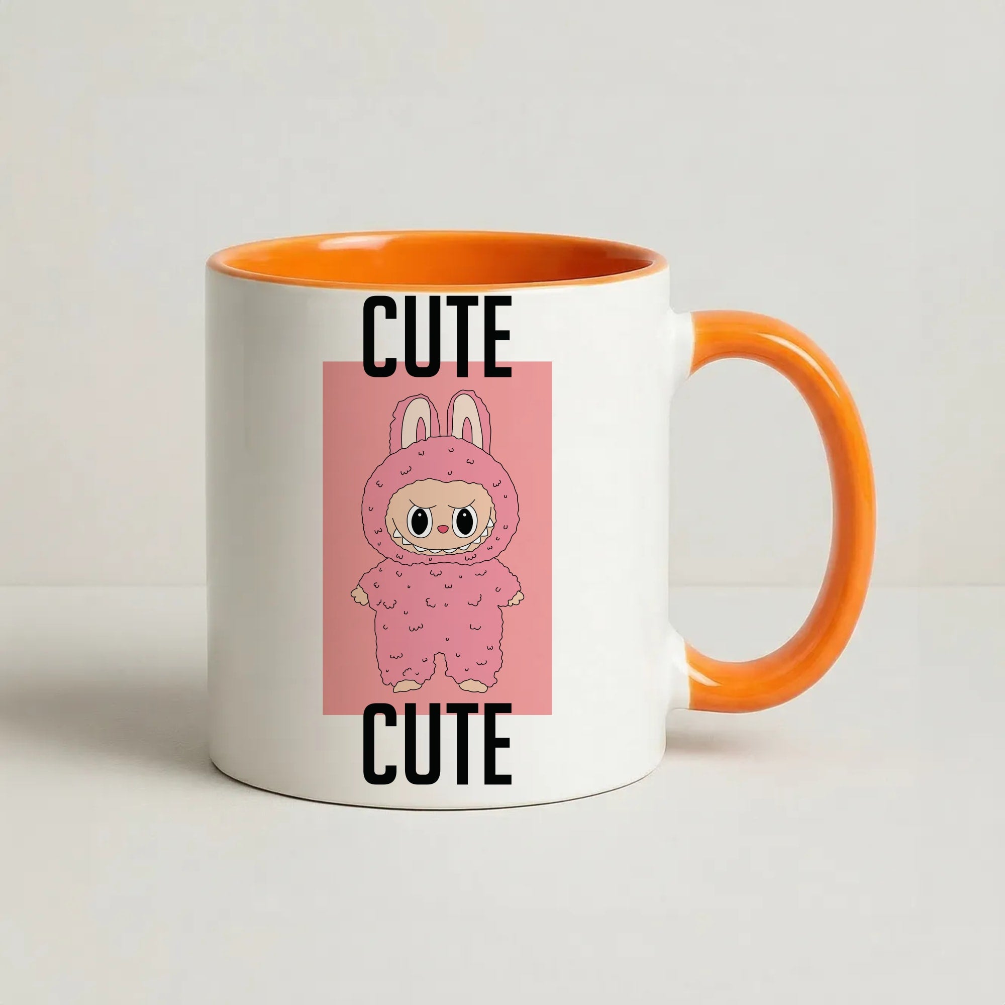 Cute Black Monster Coffee Orange Mug