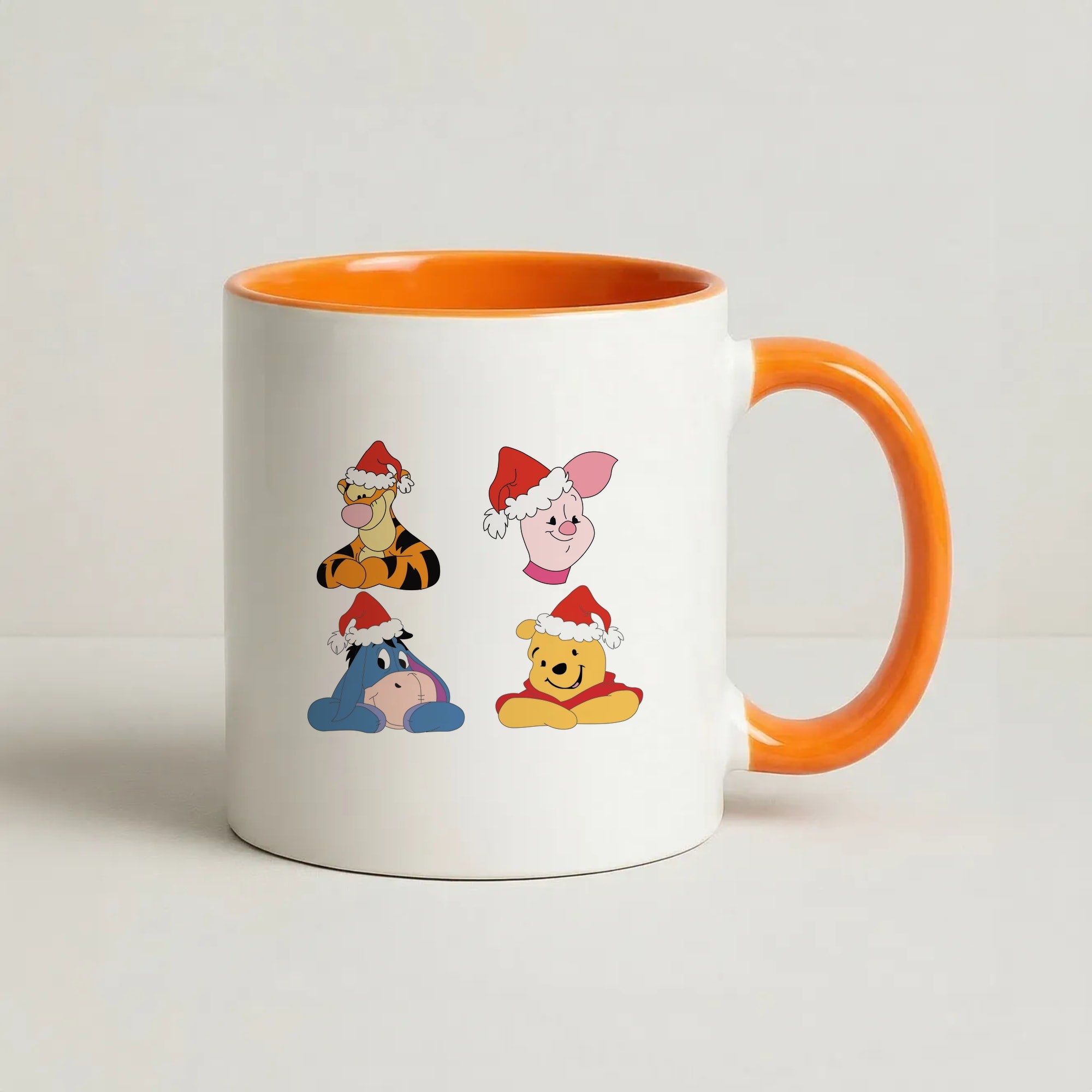 Bear, Tiger, Donkey and Pig Pattern Christmas Coffee Orange Mug