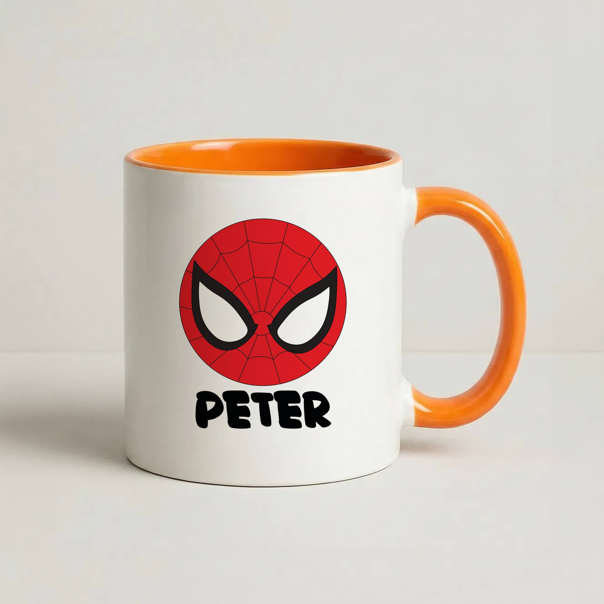 SpiderMan - Personalised Superhero Comic Coffee Orange Mug