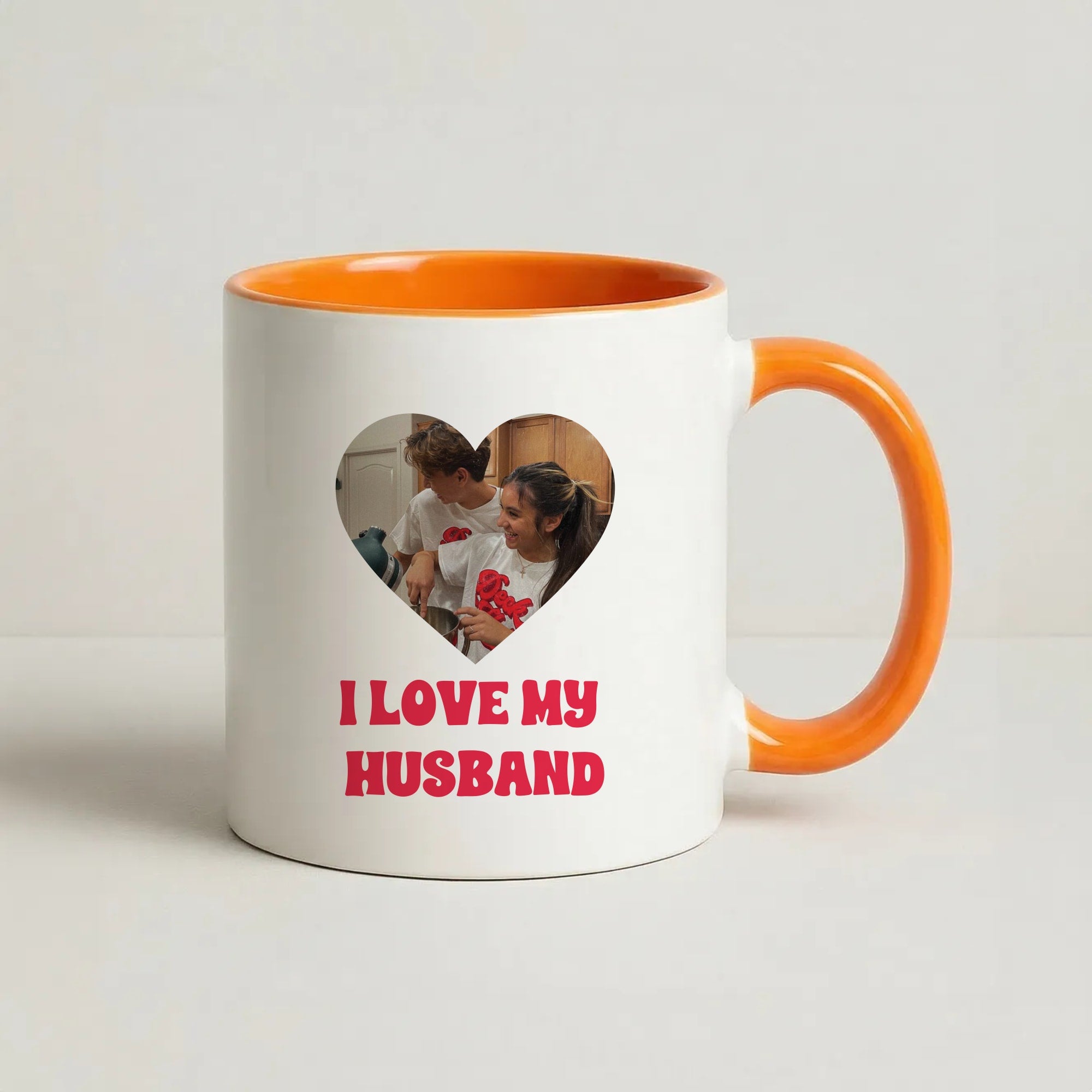 I Love My Husband - Personalised Couples Coffee Orange Mug