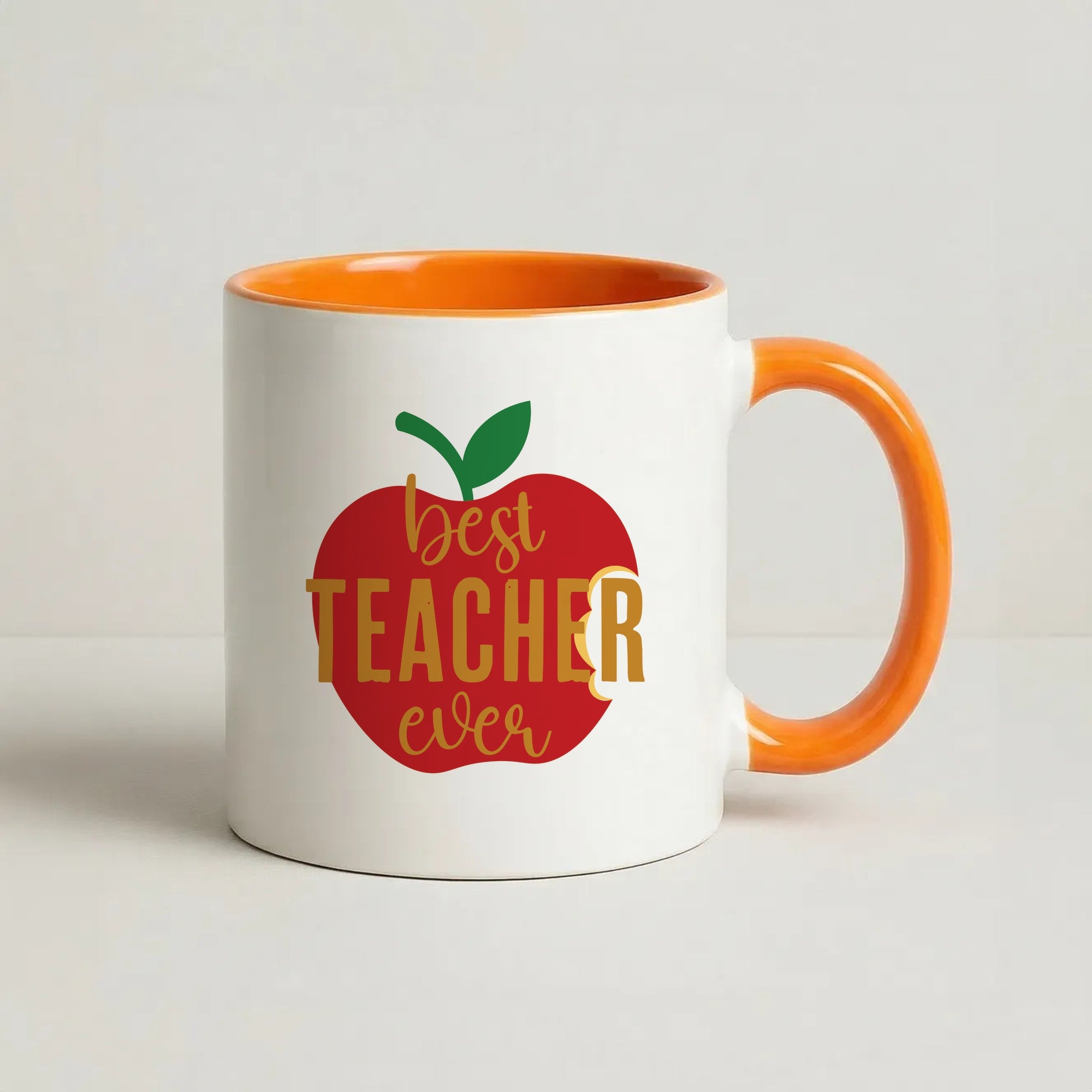 Apple Best Teacher Ever Coffee Orange Mug