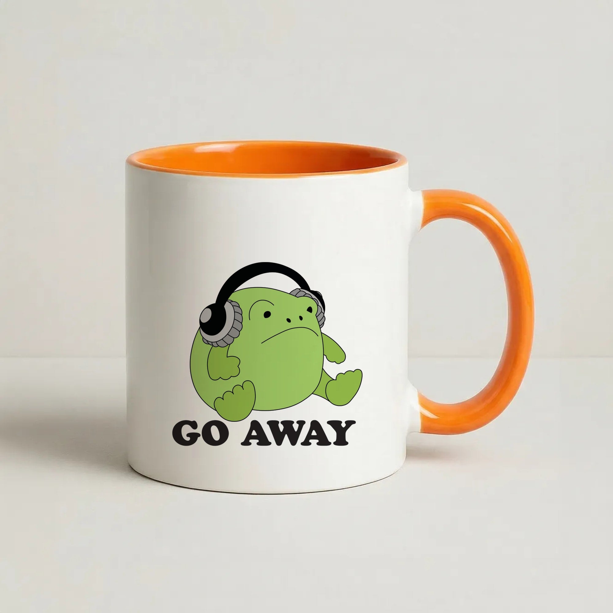 Go Away Grumpy Frog Coffee Orange Mug