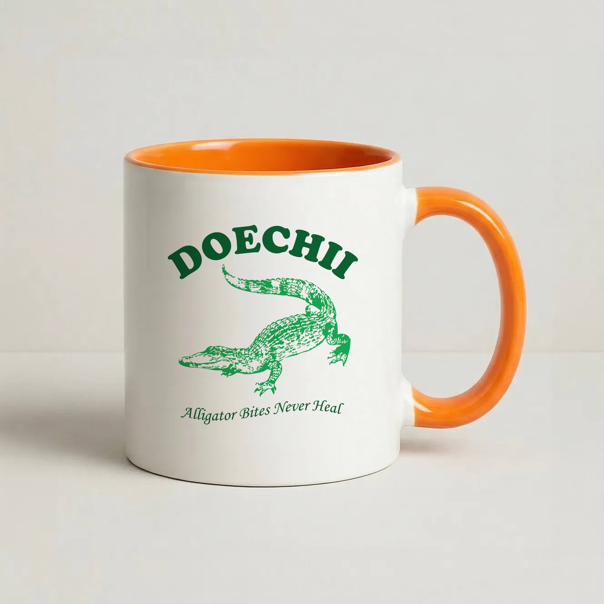 Alligator Bites Never Heal Collage Coffee Orange Mug