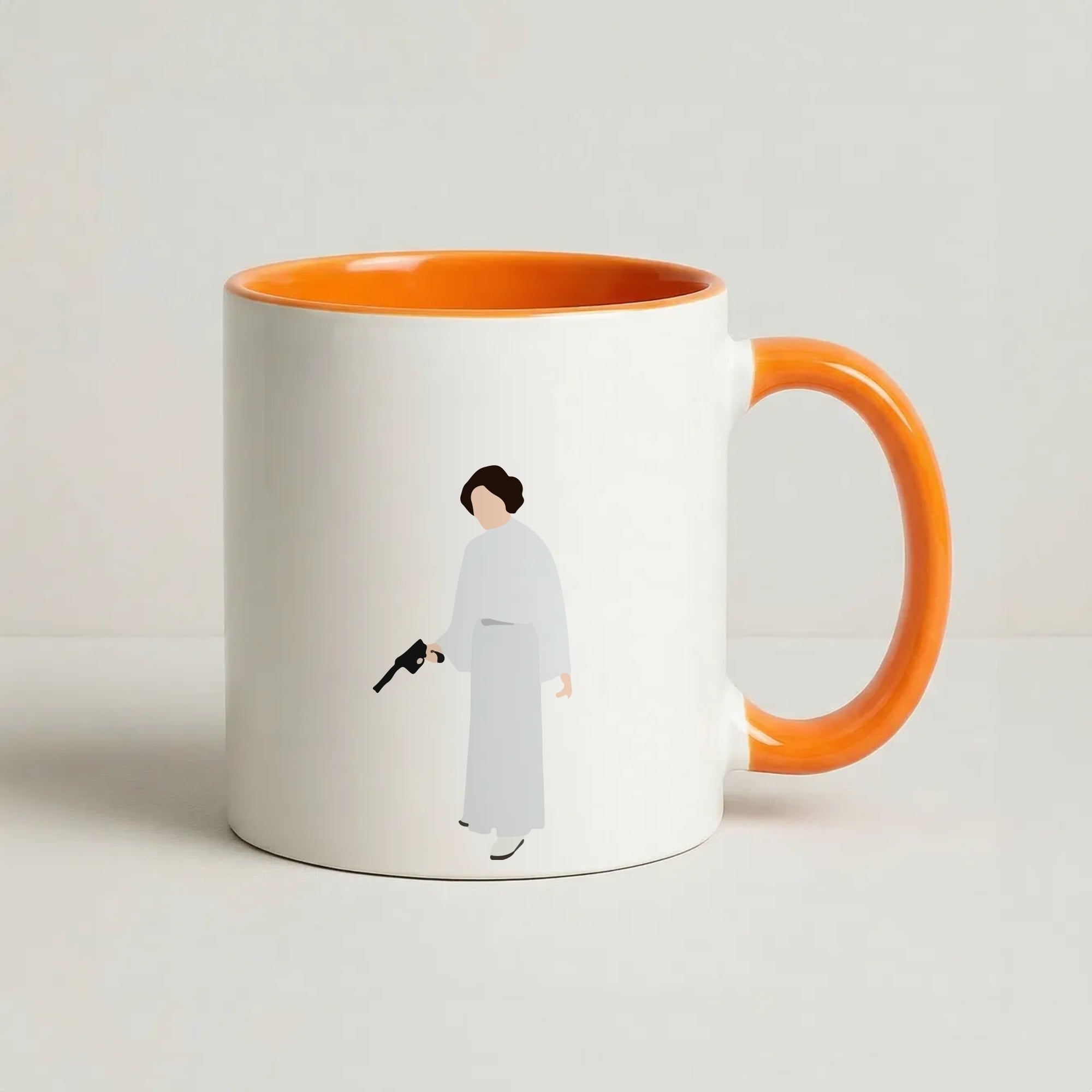 Leia Faceless With Gun Coffee Orange Mug