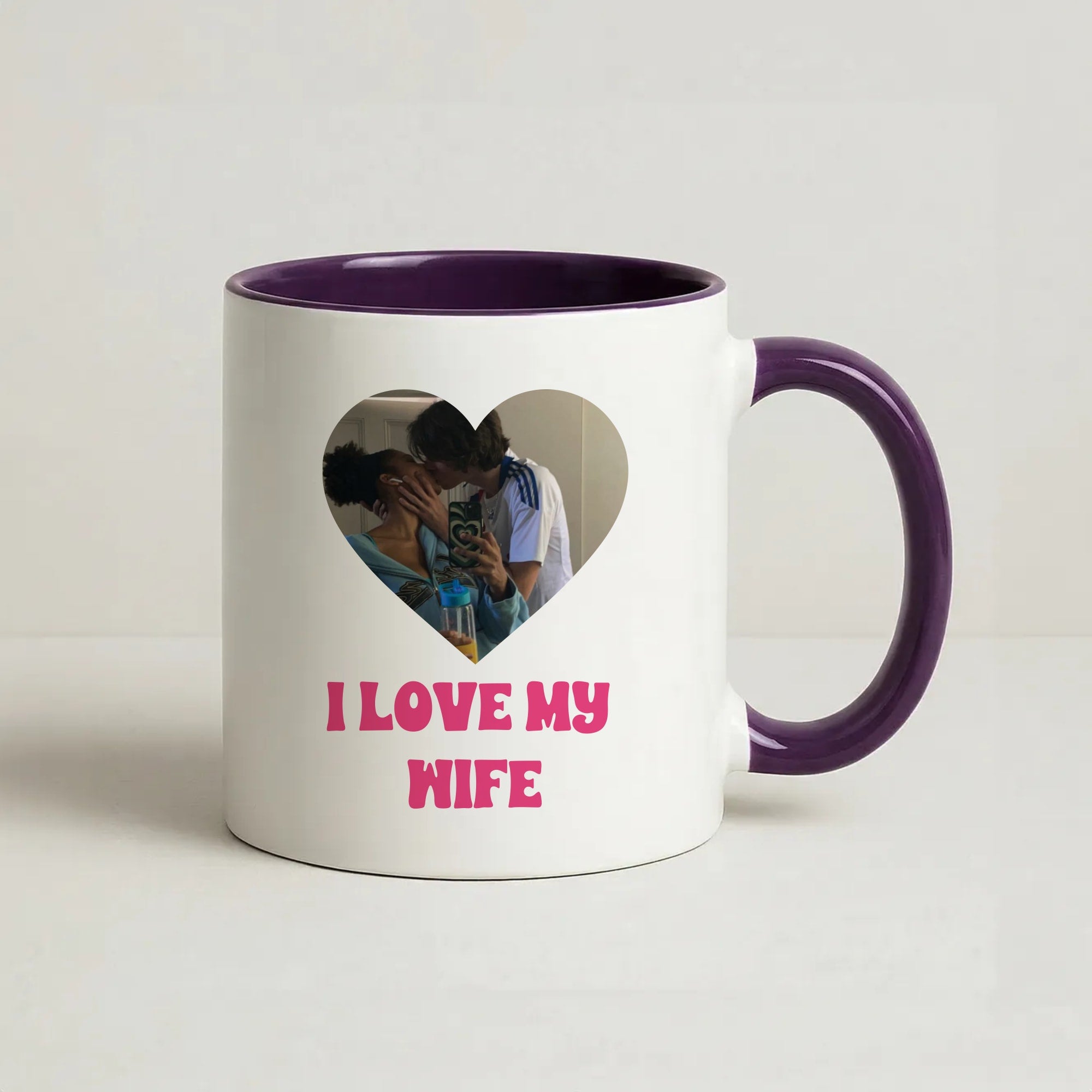 I Love My Wife - Personalised Couples Coffee Purple Mug