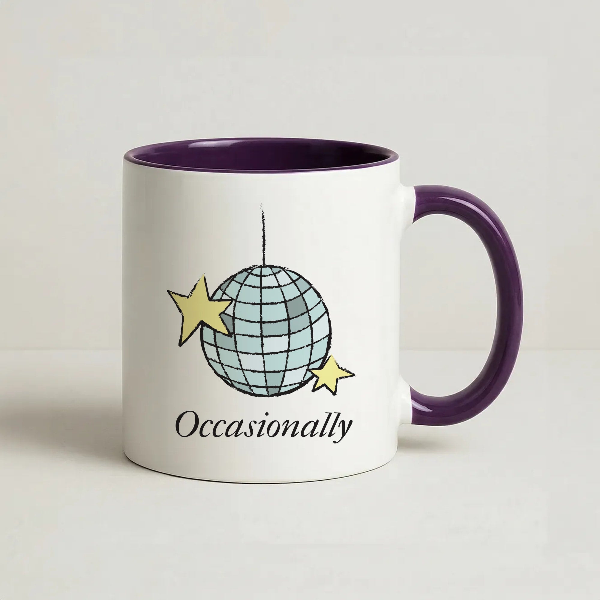 Ocasionally Discoball Coffee Purple Mug