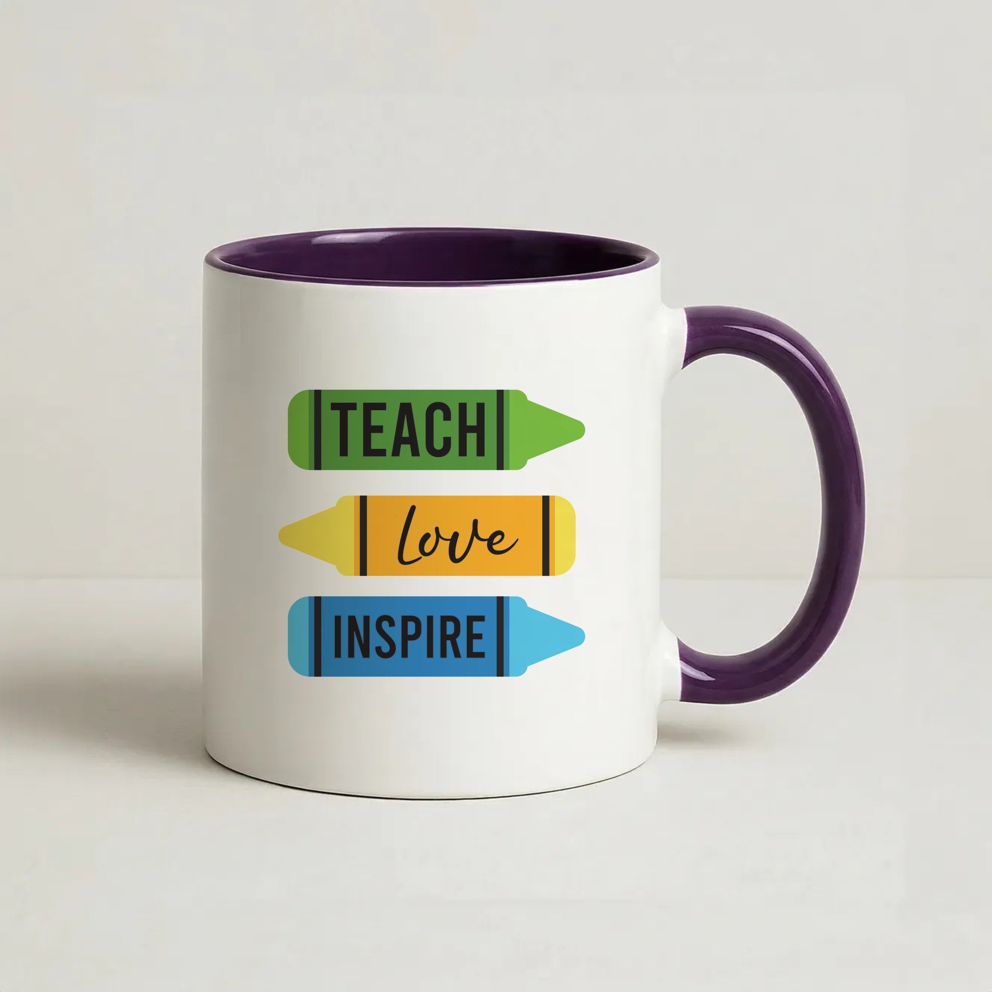 Teach, Love, Inspire Coffee Purple Mug