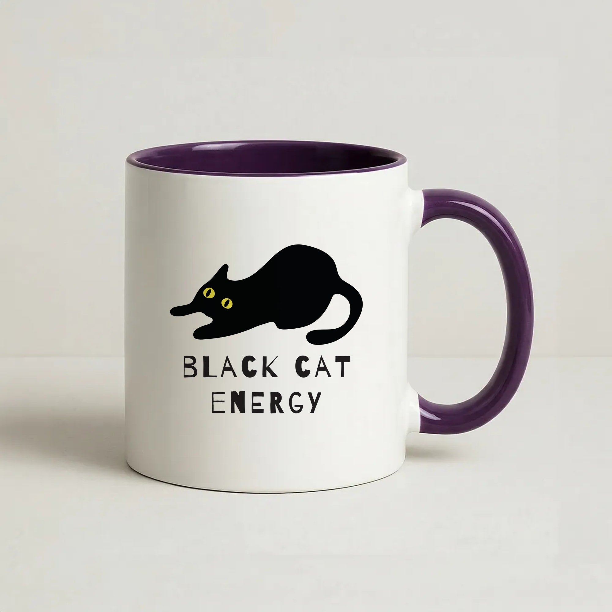 Black Cat Energy Coffee Purple Mug
